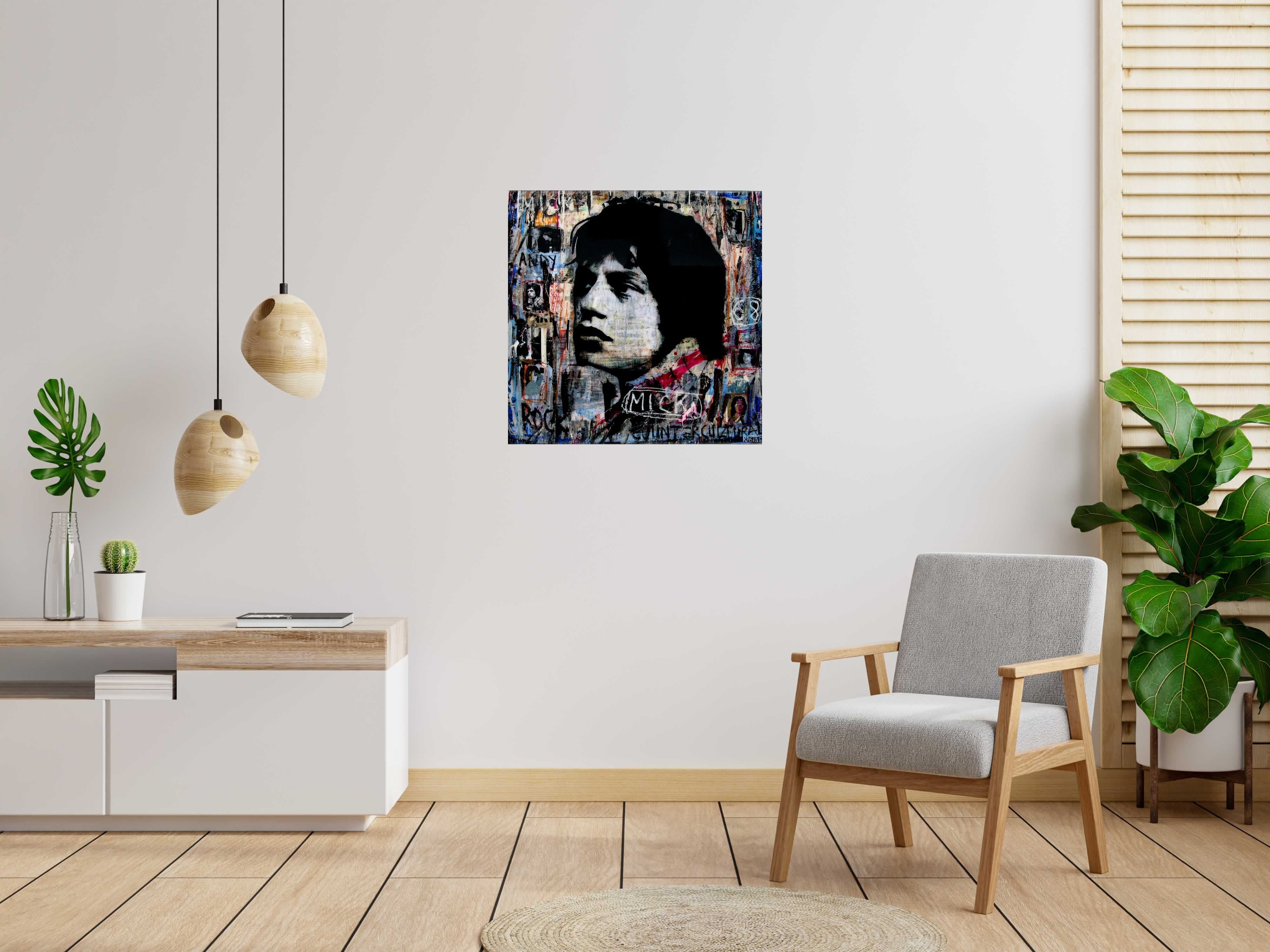 Tableau de THIERRY RASINE a pour titre  Mick 1968 style street pop art dim : THIERRY RASINEprix:1200