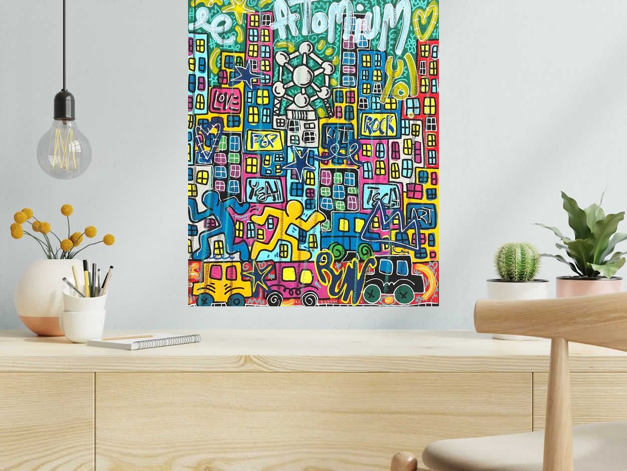 Tableau de RICO SAB a pour titre  Atomium style street pop art, street art dim : RICO SABprix:260