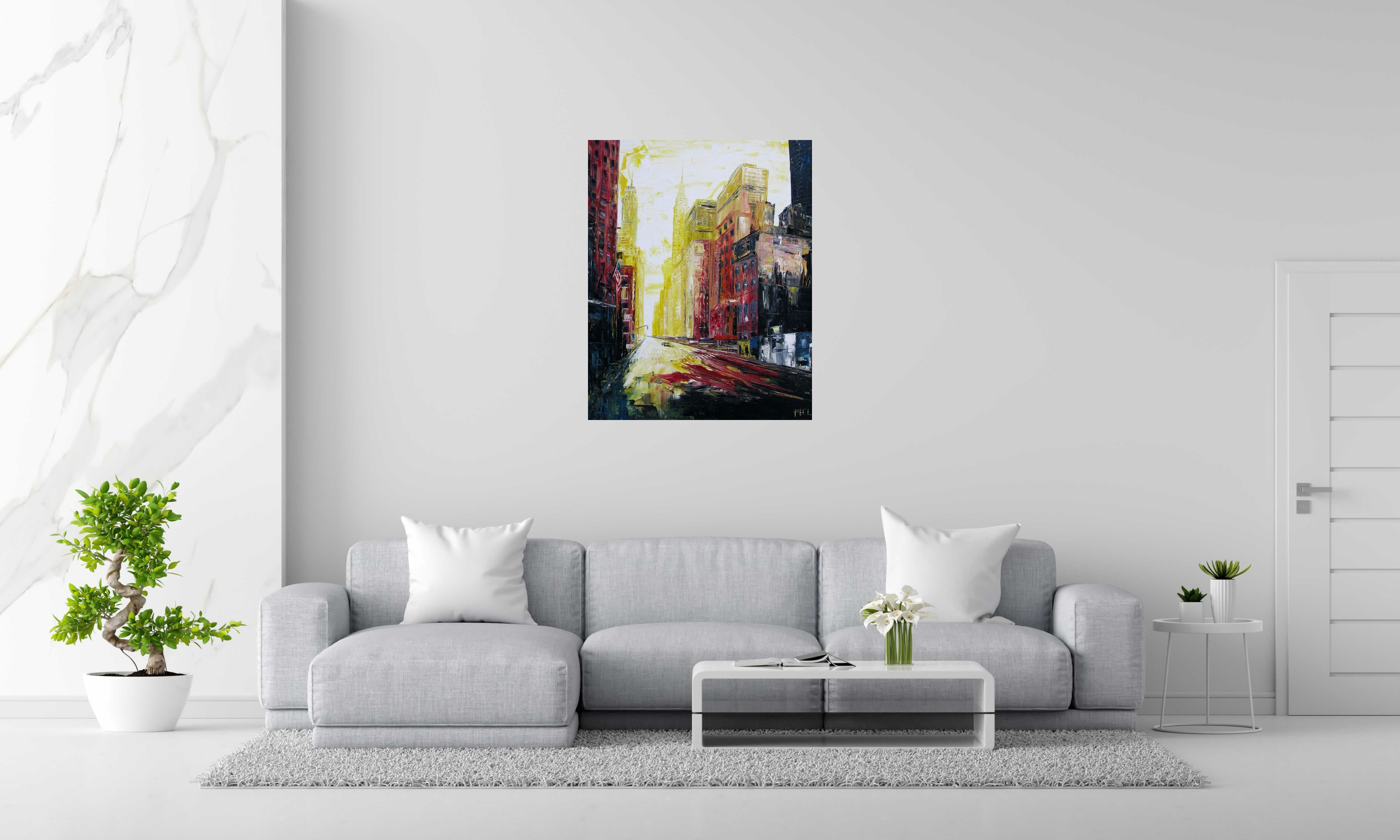 Tableau de PHIL a pour titre  Yellow and red, NY style figuratif dim : PHILprix:700