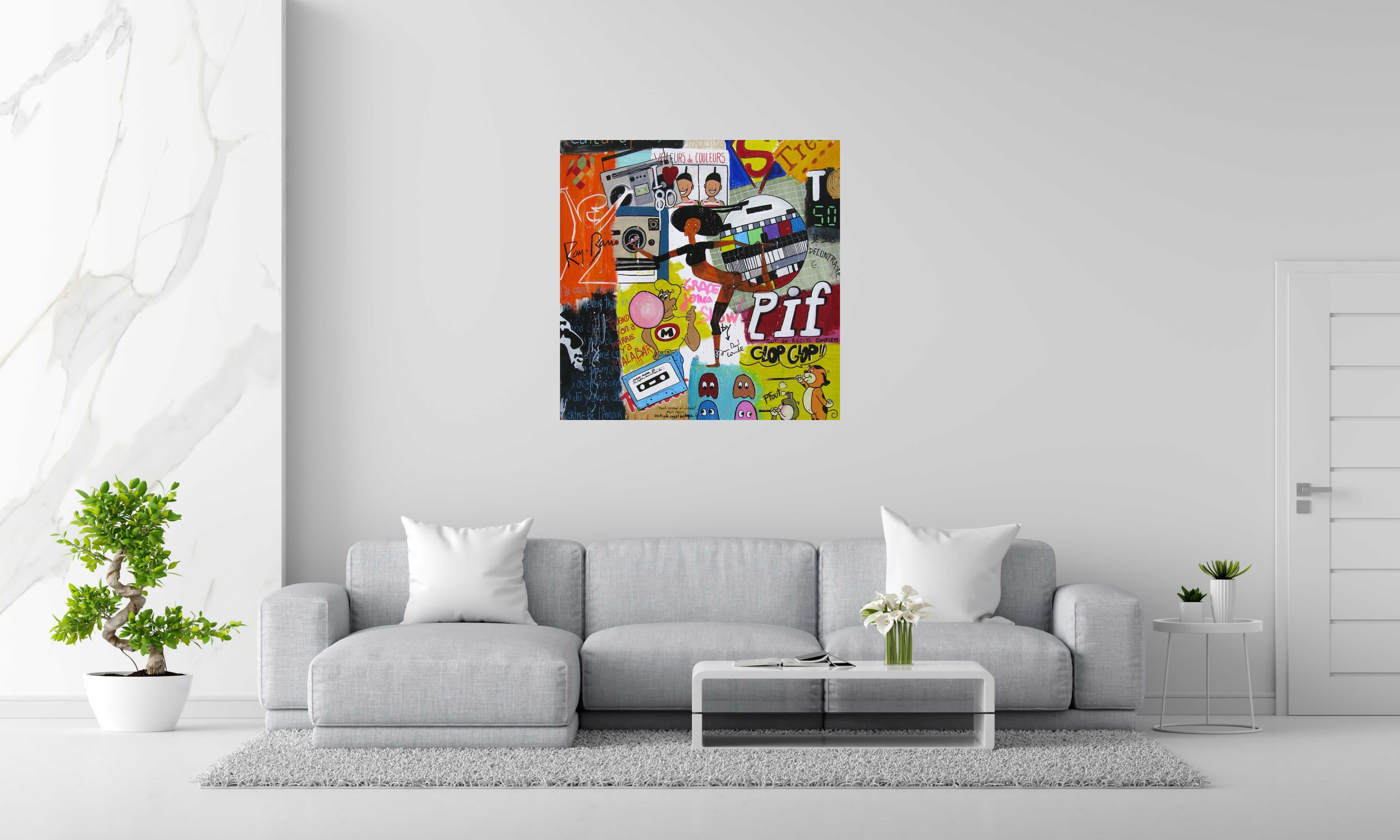 Tableau de CACOU a pour titre  I love 80 style graphique dim : CACOUprix:850