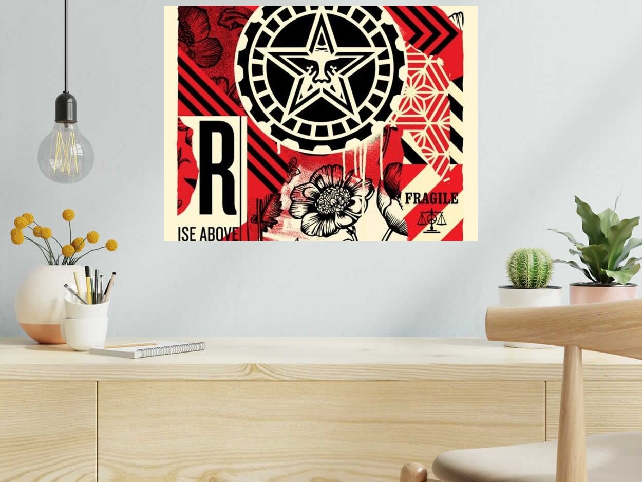 Editions d'art de OBEY : SHEPARD FAIREY  a pour titre  Gears of justice style street pop art, graphique dim : OBEY : SHEPARD FAIREY prix:425