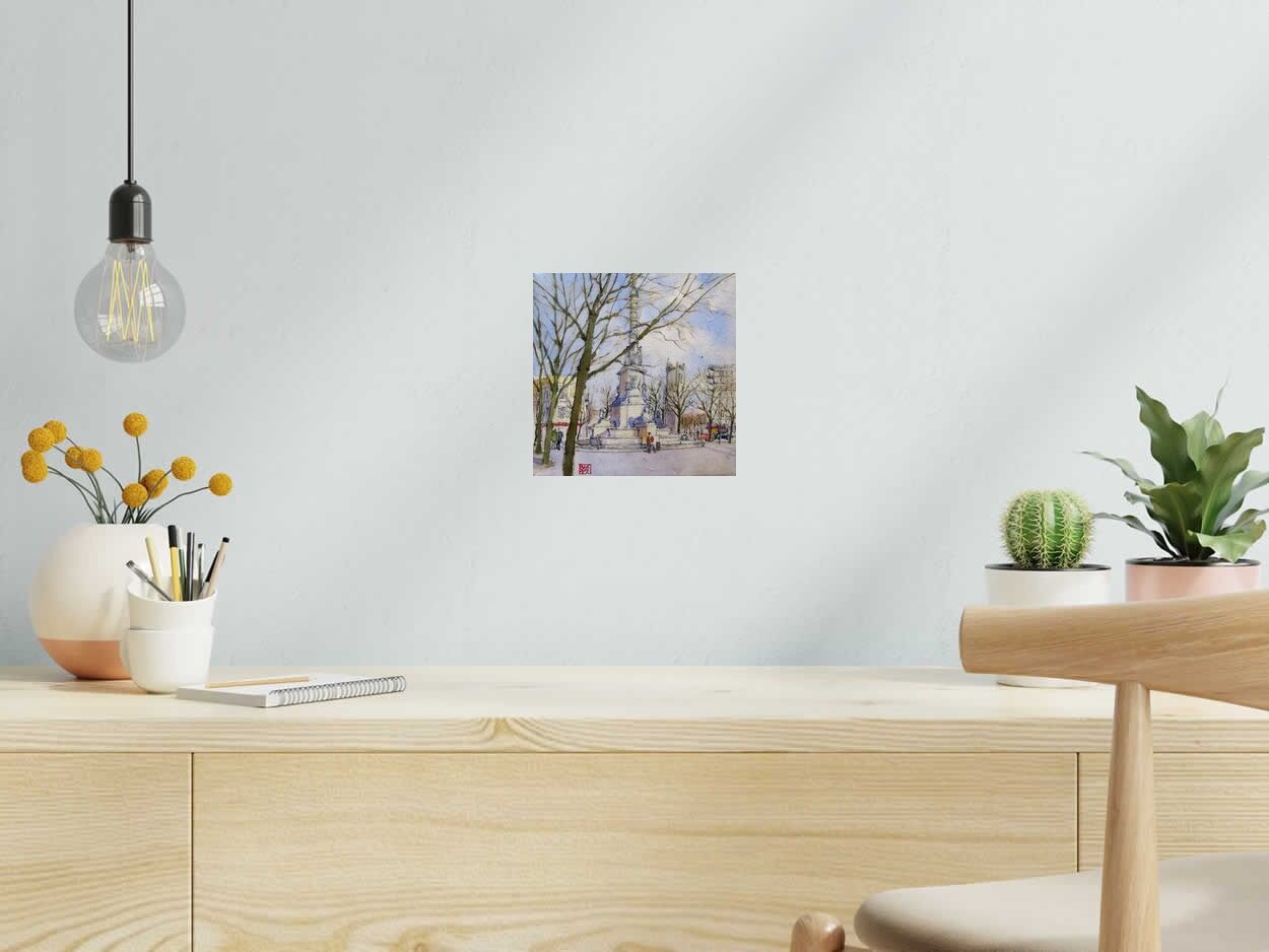Tableau de JEONG MIN LEE a pour titre  Rendez-vous au Chatelet style figuratif dim : JEONG MIN LEEprix:90