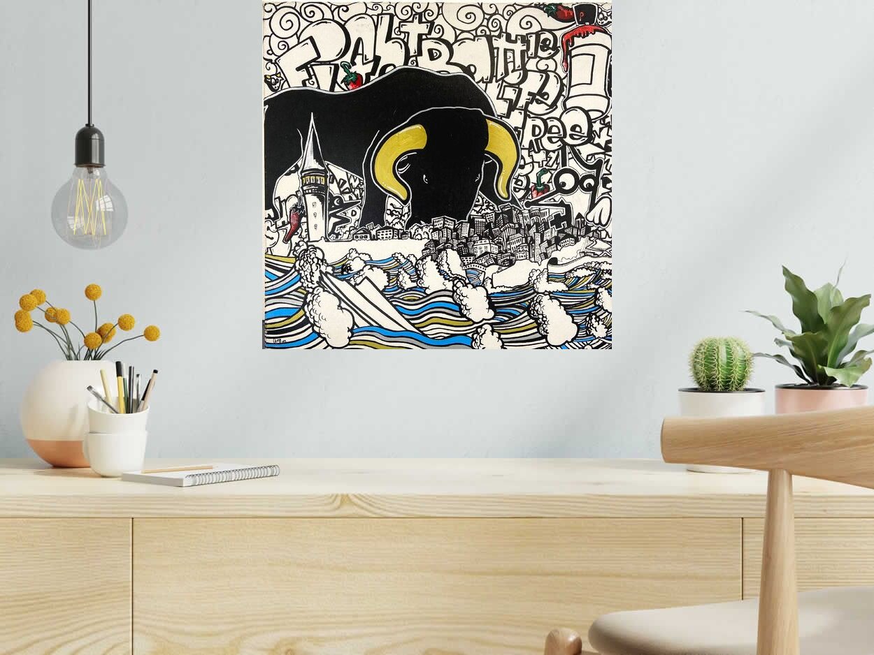 Tableau de GUTI a pour titre  Sud Ouest style street art dim : GUTIprix:250