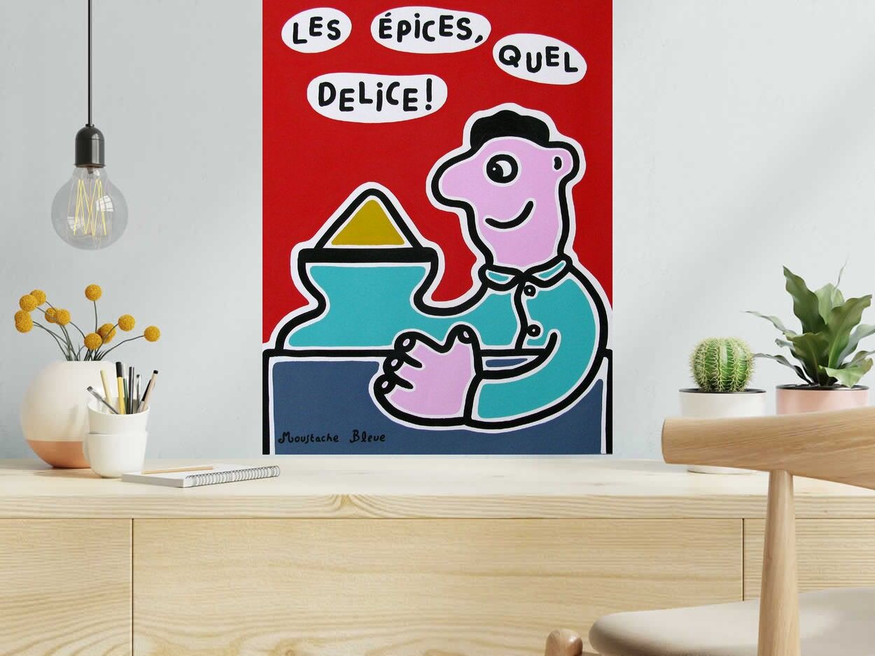 Dessin de MOUSTACHE BLEUE a pour titre  Les épices quel délice ! style figuratif dim : MOUSTACHE BLEUEprix:120