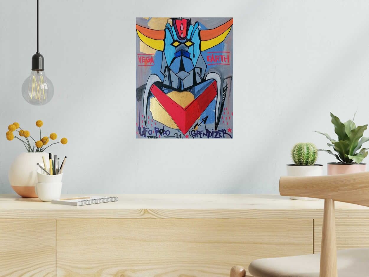 Tableau de TAREK a pour titre  UFO ROBO GRENDIZER style abstrait dim : TAREKprix:700