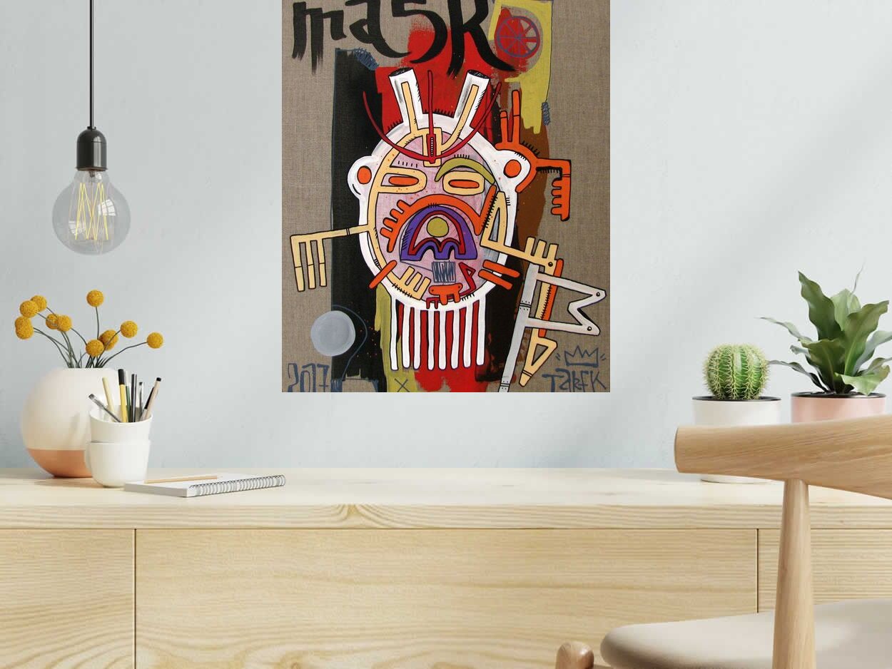 Tableau de TAREK a pour titre  MASK #13 GEOMETRIK style graphique dim : TAREKprix:850