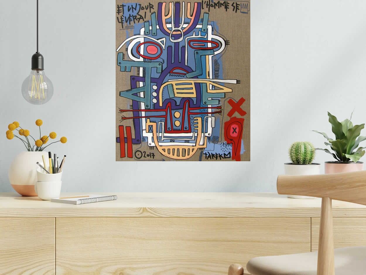 Tableau de TAREK a pour titre  MASK #11 GEOMETRIK style graphique dim : TAREKprix:850