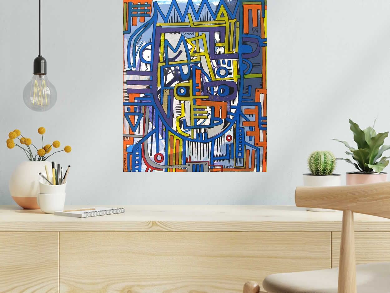 Tableau de TAREK a pour titre  MASK #10 GEOMETRIK style graphique dim : TAREKprix:850