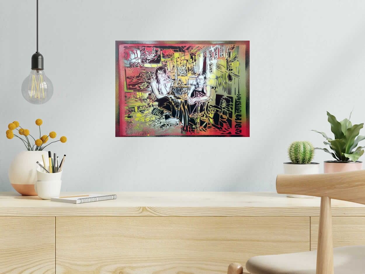Tableau de ARTISTE OUVRIER a pour titre  ATELIER ASA style figuratif dim : ARTISTE OUVRIERprix:500