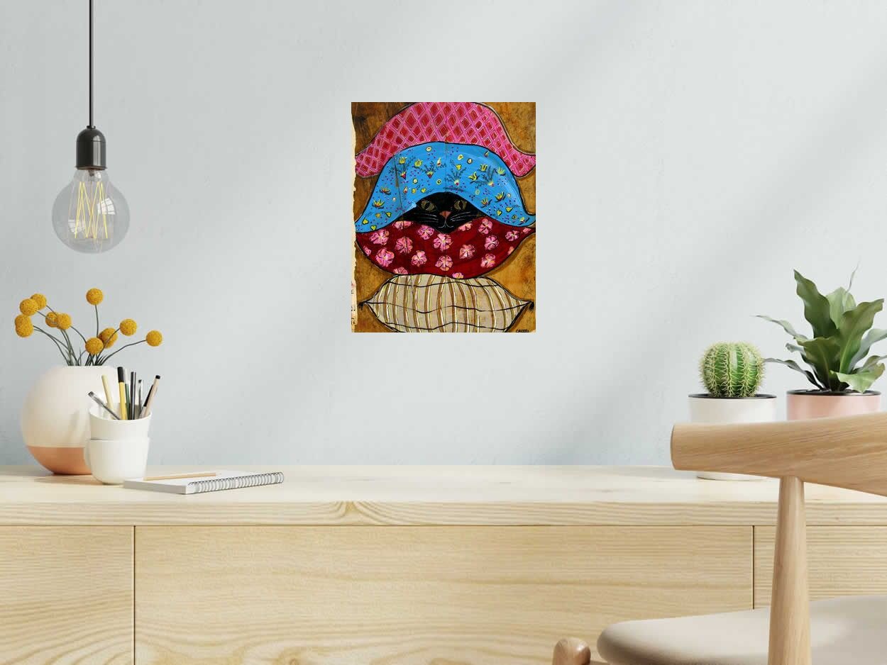 Tableau de CACOU a pour titre  MONA 2 style figuratif, graphique dim : CACOUprix:140
