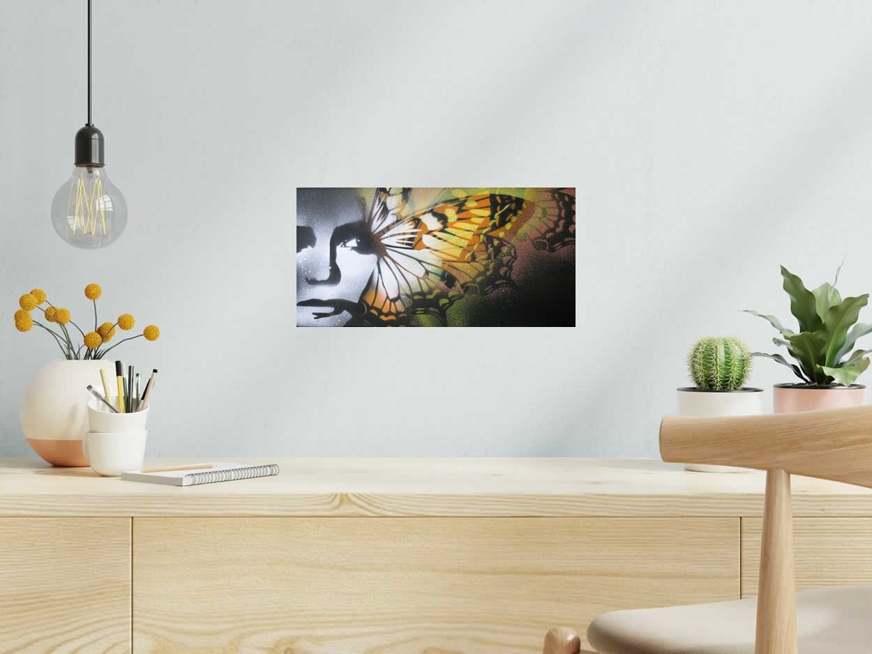 Tableau de KARO TRASS a pour titre  Butterfly style street pop art, street art dim : KARO TRASSprix:120