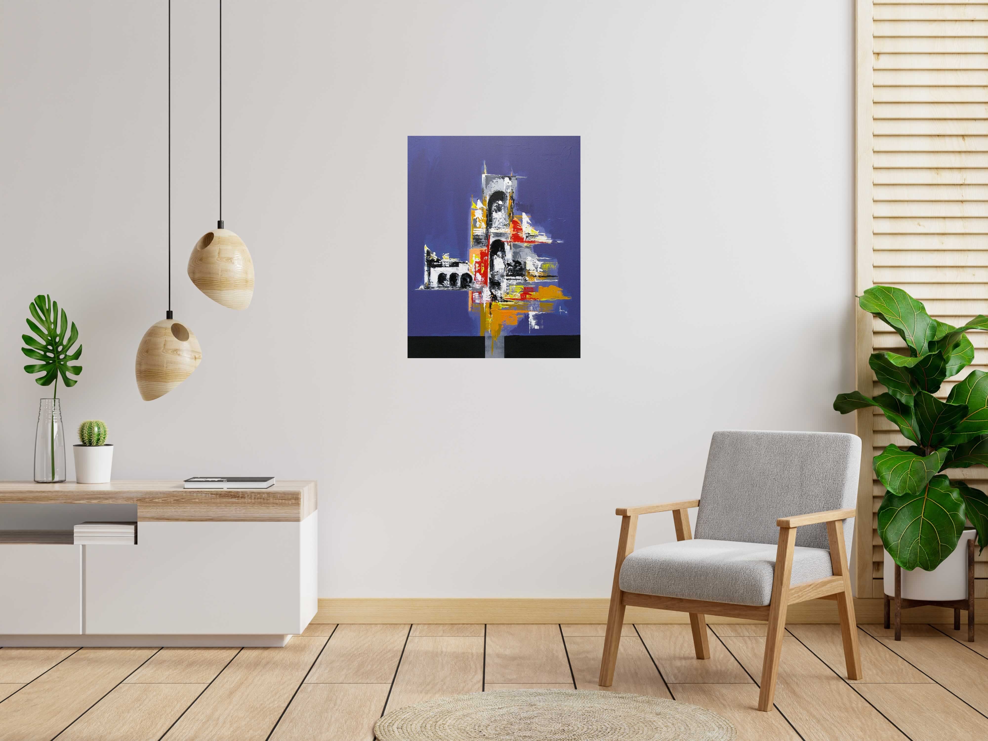 Tableau de FARID AMRAR a pour titre  Construction inachevée style abstrait dim : FARID AMRARprix:520