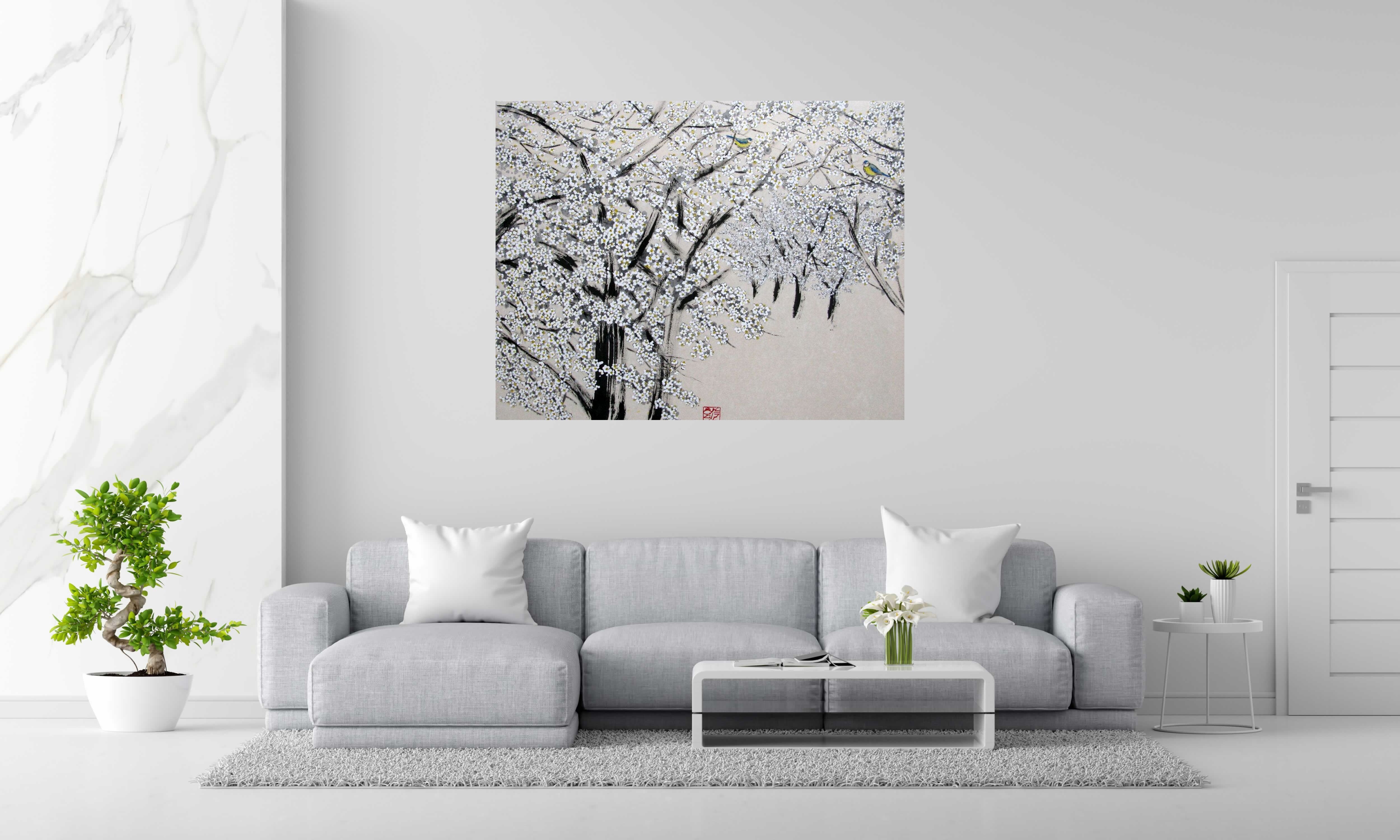 Tableau de JEONG MIN LEE a pour titre  Cerisiers blancs style figuratif dim : JEONG MIN LEEprix:1400