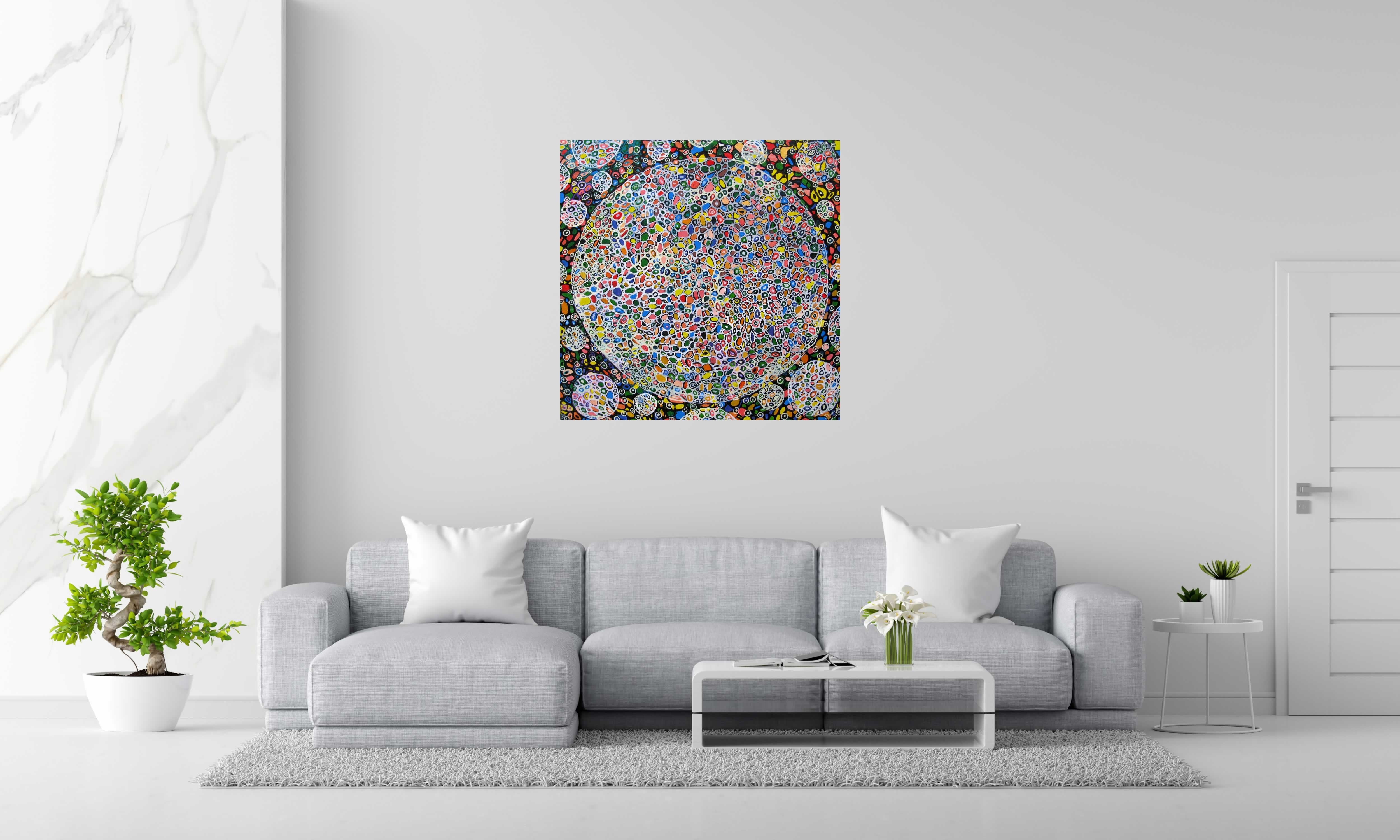 Tableau de JAVIER RAMIREZ a pour titre  MICROMONDE 5 style abstrait dim : JAVIER RAMIREZprix:800