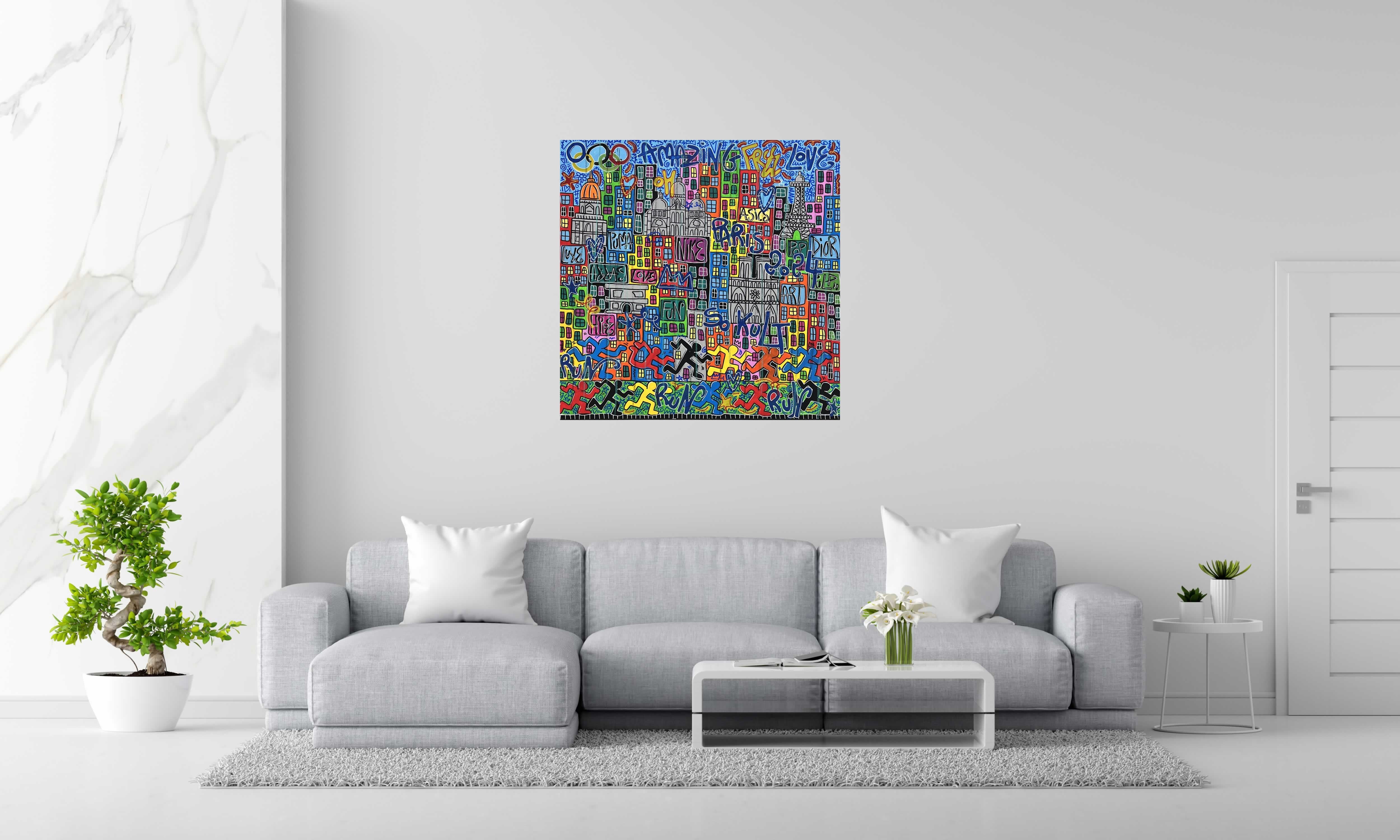 Tableau de RICO SAB a pour titre  AMAZING PARIS style street pop art, street art dim : RICO SABprix:950