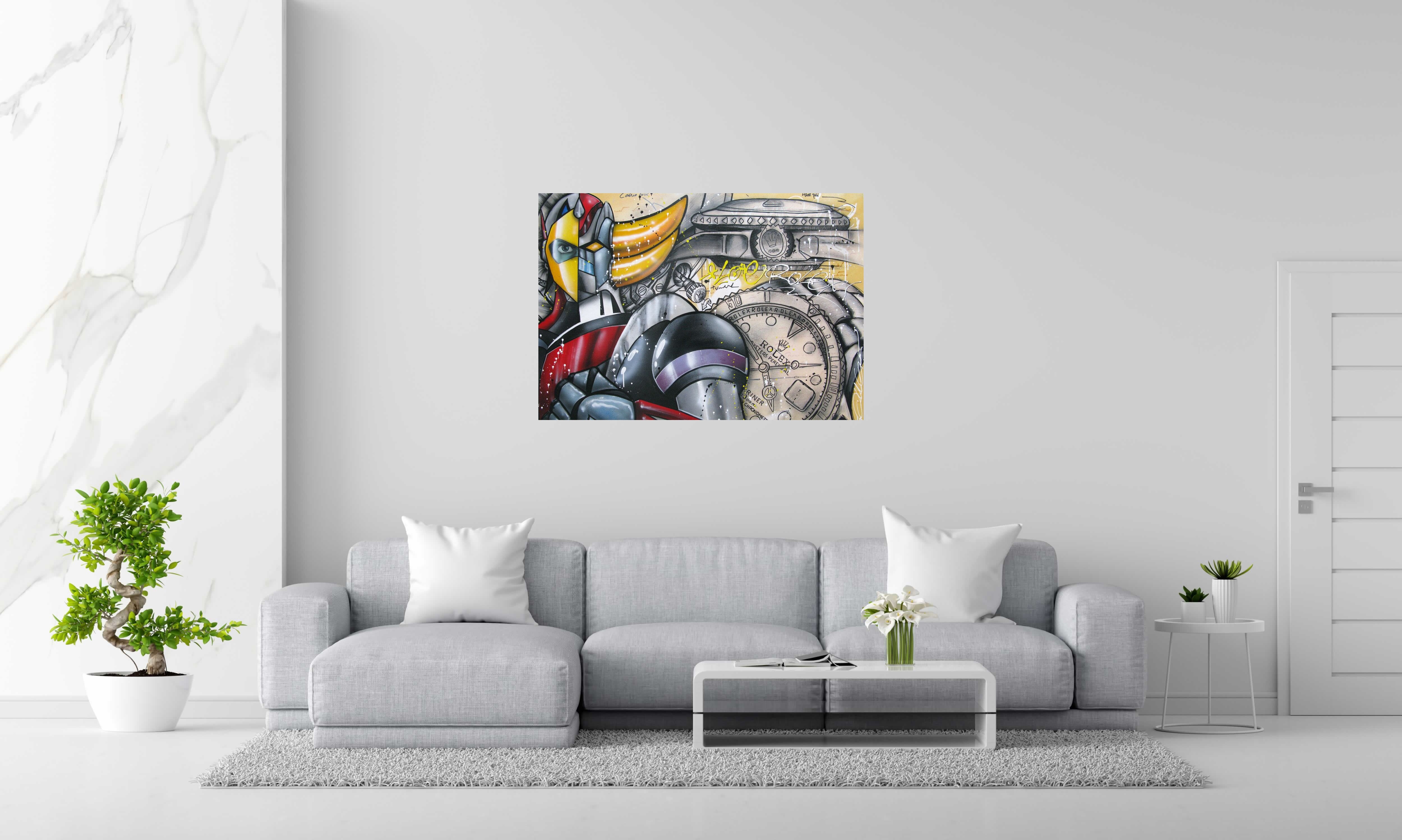 Tableau de JUG a pour titre  Goldorex style street pop art dim : JUGprix:900