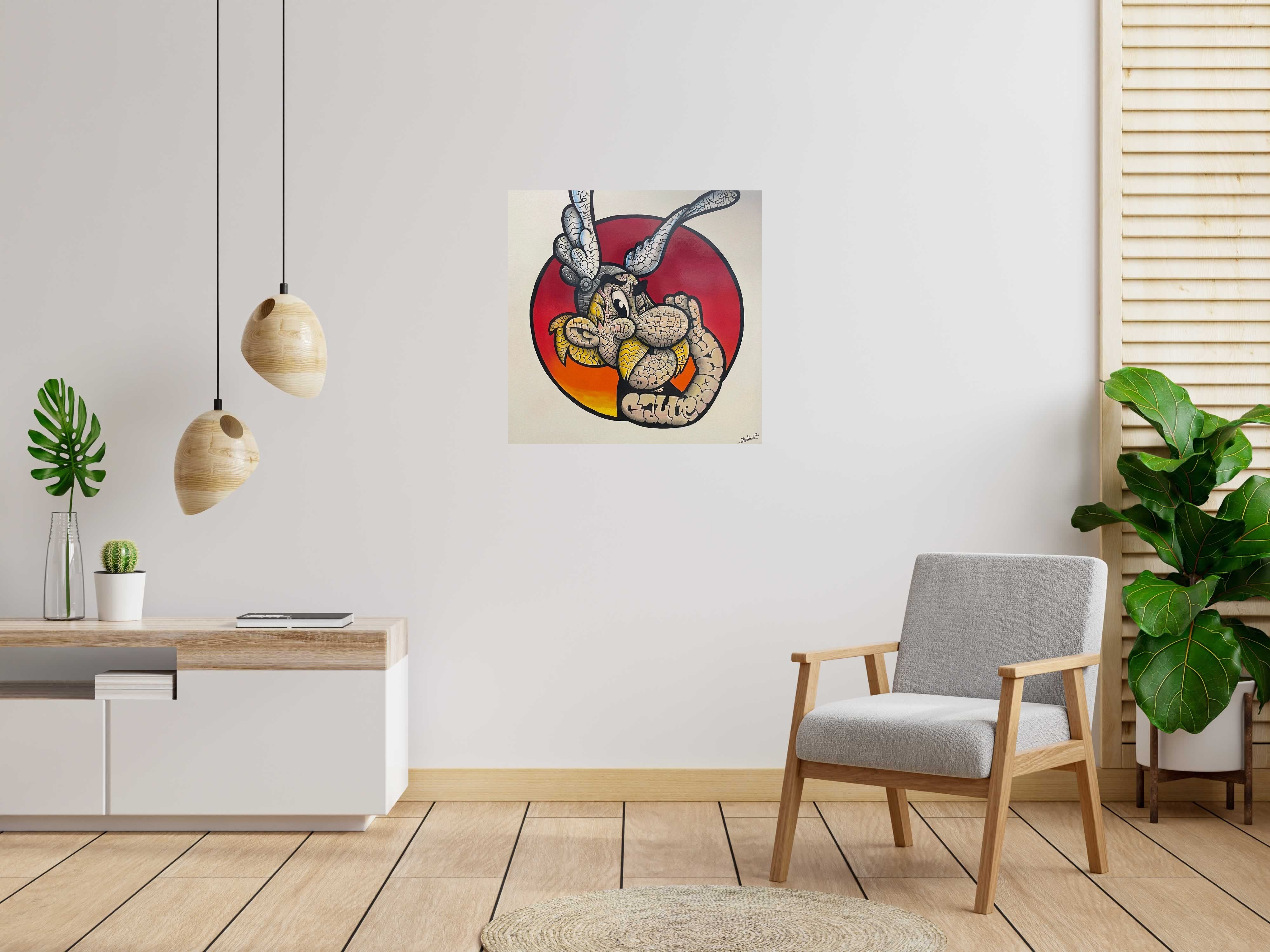 Tableau de BLACH a pour titre  URC Astérix style graffiti, street art dim : BLACHprix:550