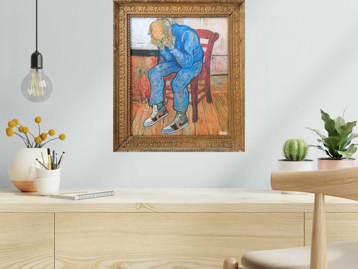 Tableau de SHUZ a pour titre  TABLEAU CHATEAU VAN GOGH style figuratif dim : SHUZprix:400