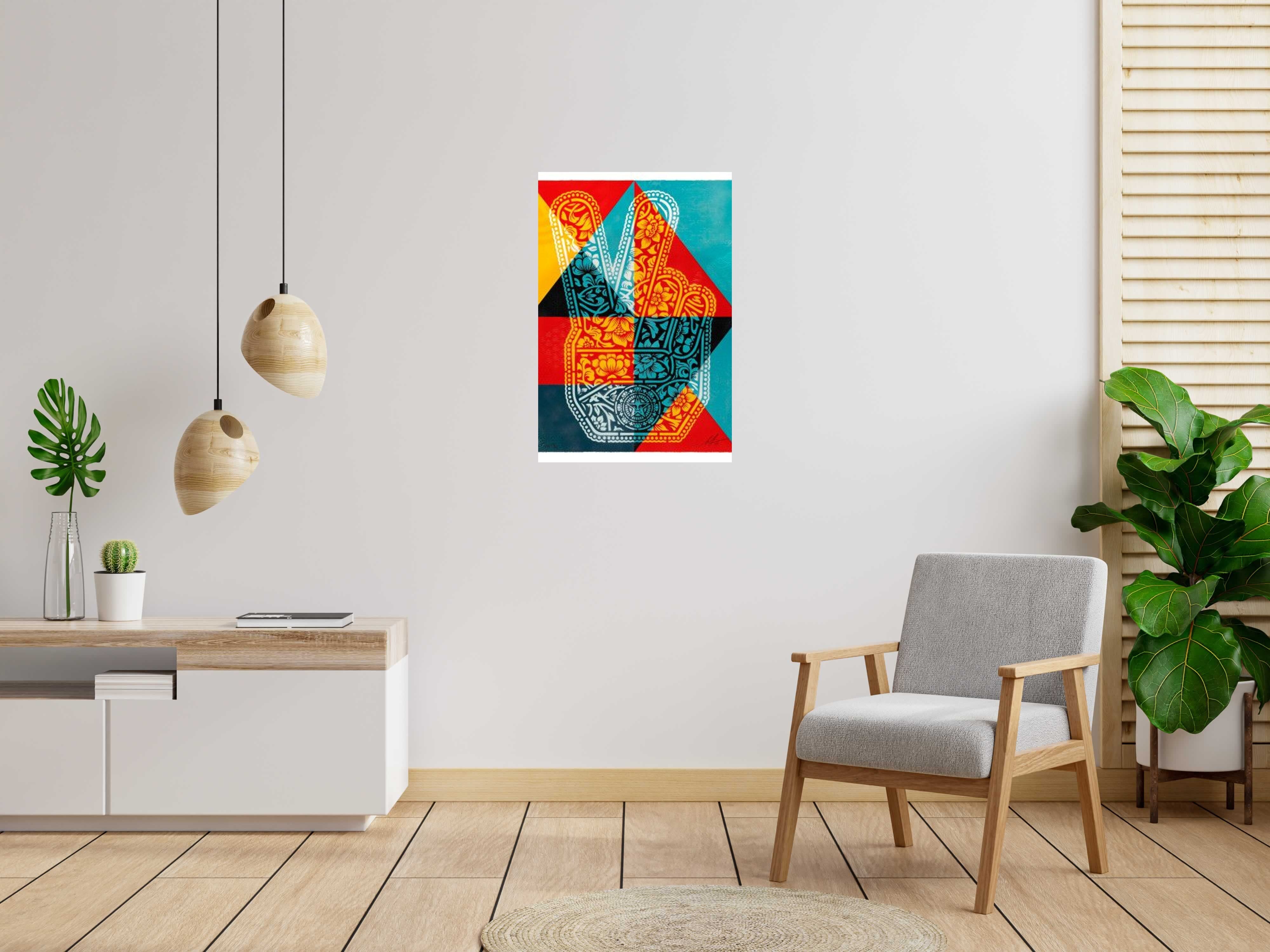 Editions d'art de OBEY : SHEPARD FAIREY  a pour titre  Peace Fingers Geometric style street pop art dim : OBEY : SHEPARD FAIREY prix:100