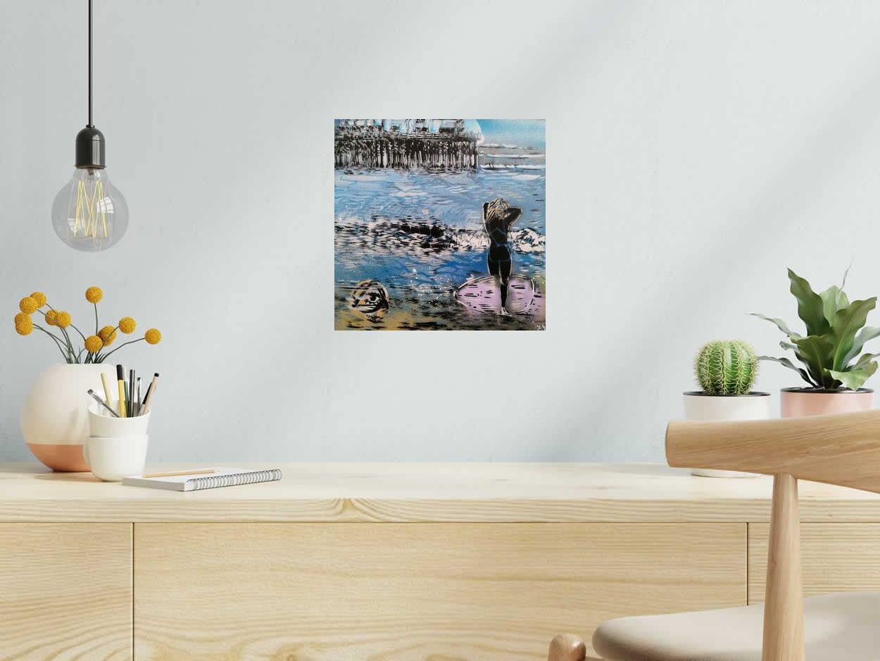 Tableau de ARTISTE OUVRIER a pour titre  MALIBU style figuratif dim : ARTISTE OUVRIERprix:500