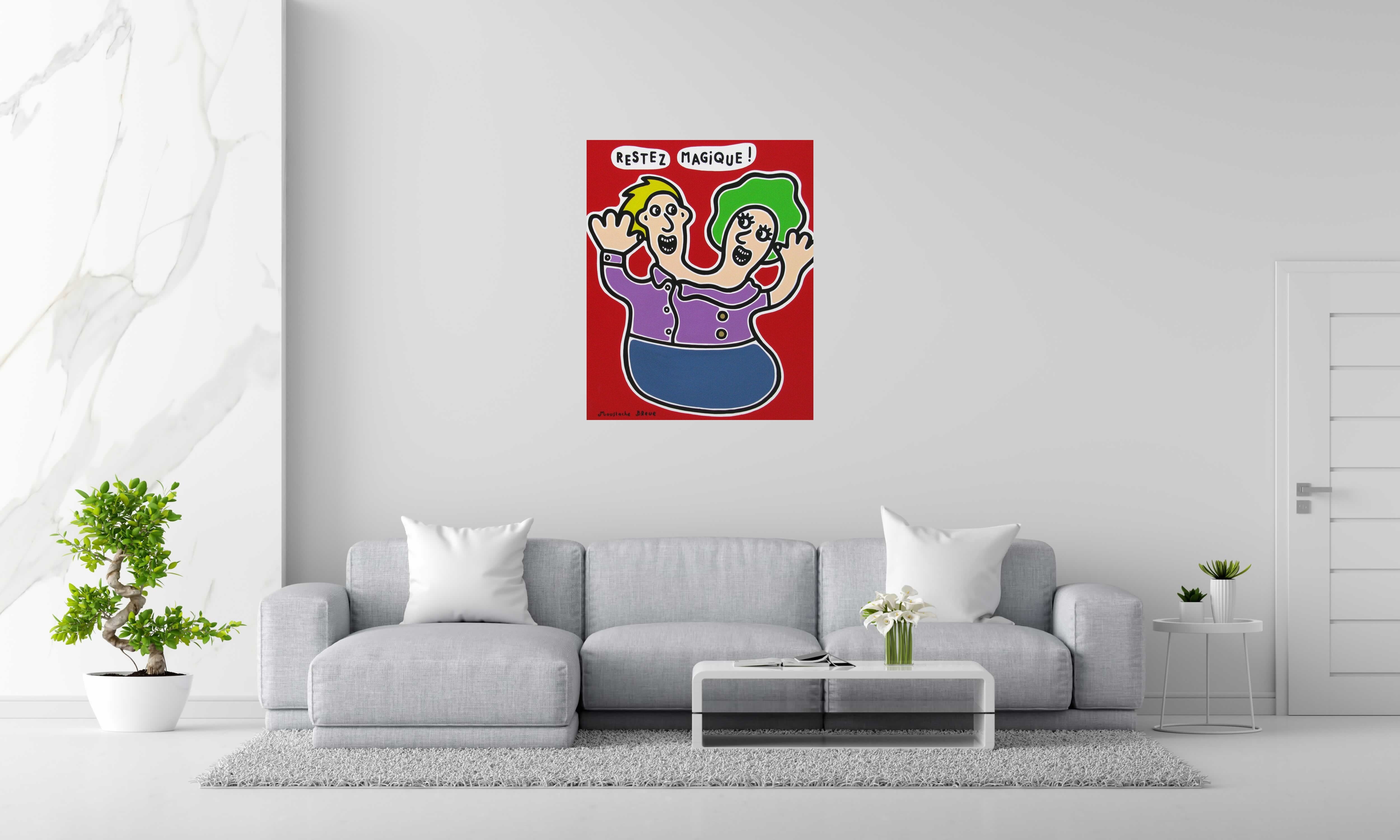 Tableau de MOUSTACHE BLEUE a pour titre  Restez magique style figuratif dim : MOUSTACHE BLEUEprix:850