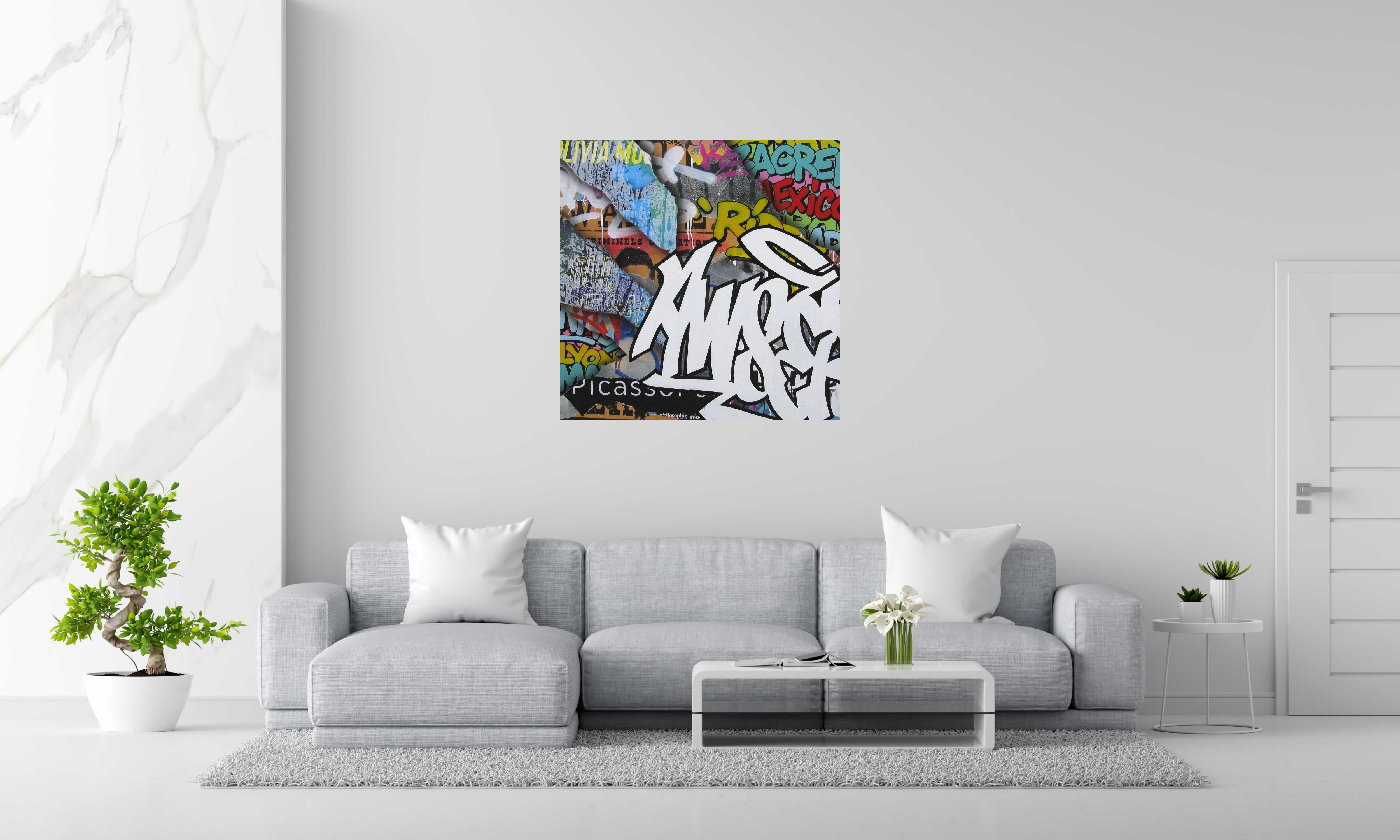 Tableau de KENY a pour titre  Paradise Paris style graffiti, street art dim : KENYprix:800