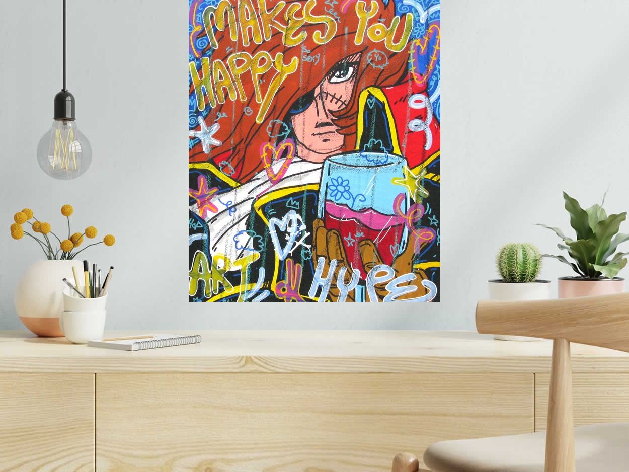 Tableau de RICO SAB a pour titre  makes you happy style street pop art, street art dim : RICO SABprix:290
