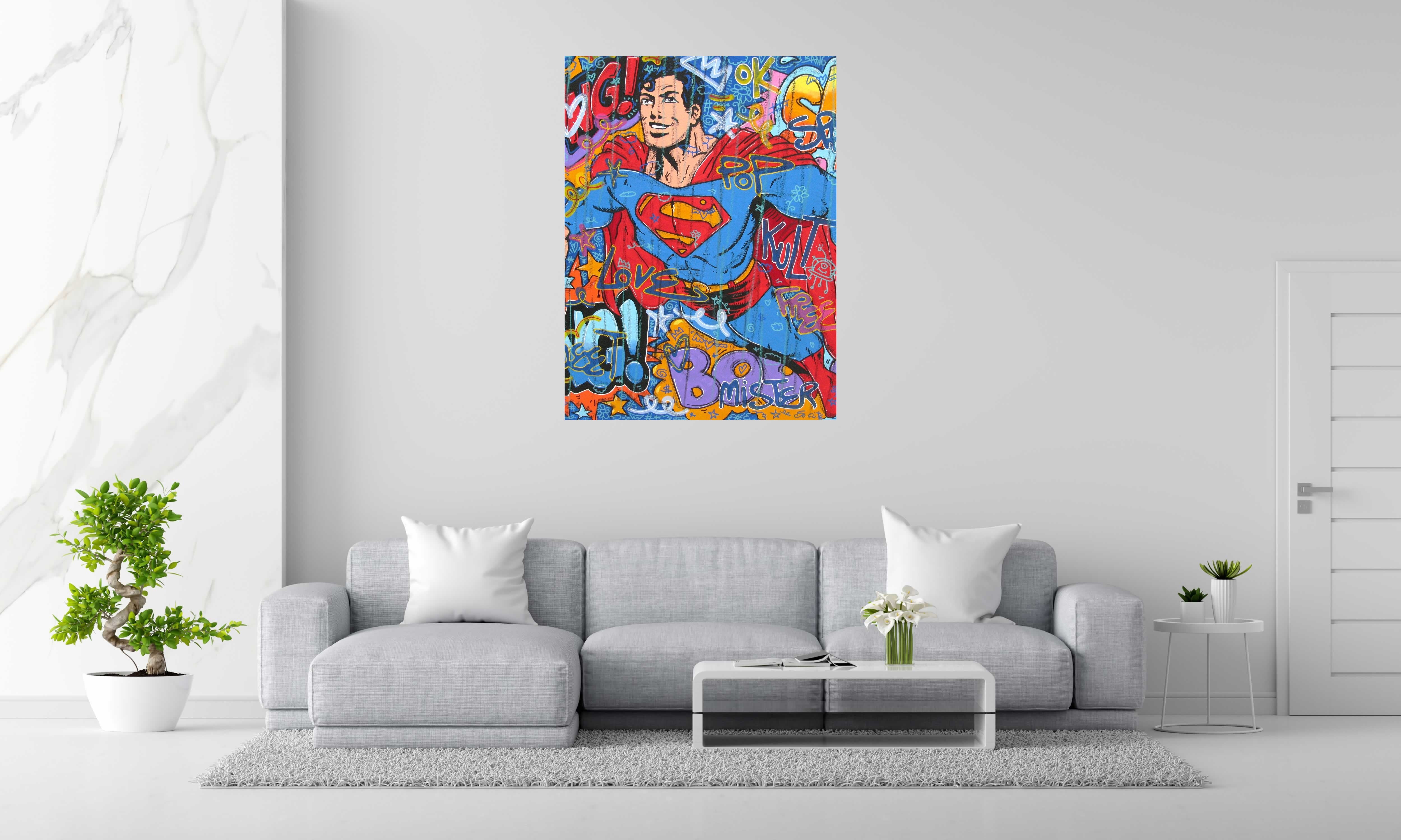 Tableau de RICO SAB a pour titre  Superman style street pop art, street art dim : RICO SABprix:1350