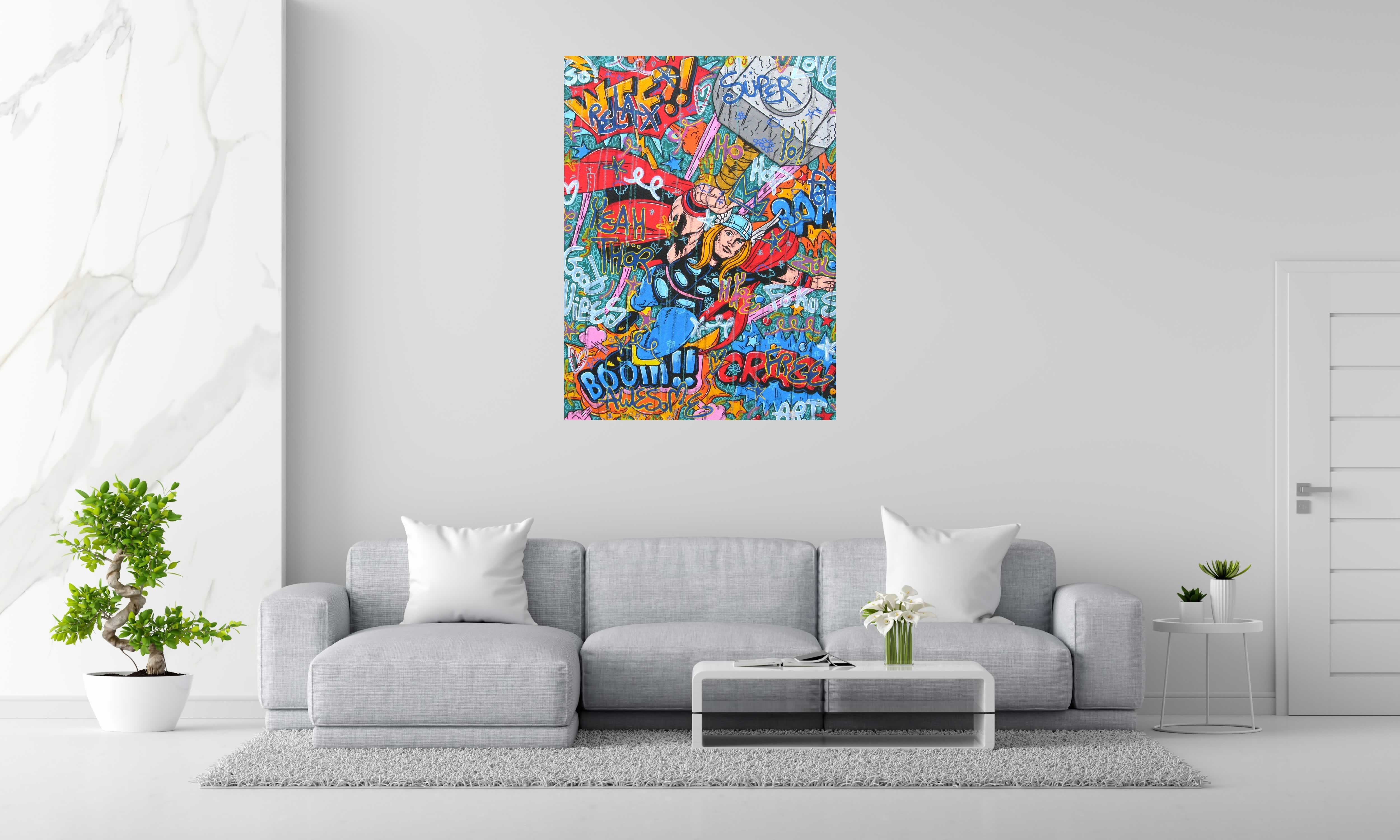 Tableau de RICO SAB a pour titre  Thor yeah style street pop art, street art dim : RICO SABprix:1350