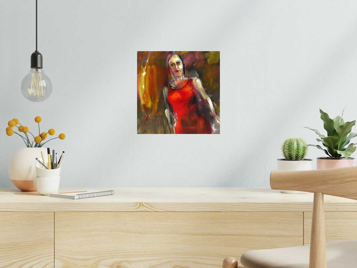 Tableau de IVAN TZONEV a pour titre  La robe rouge style figuratif dim : IVAN TZONEVprix:160