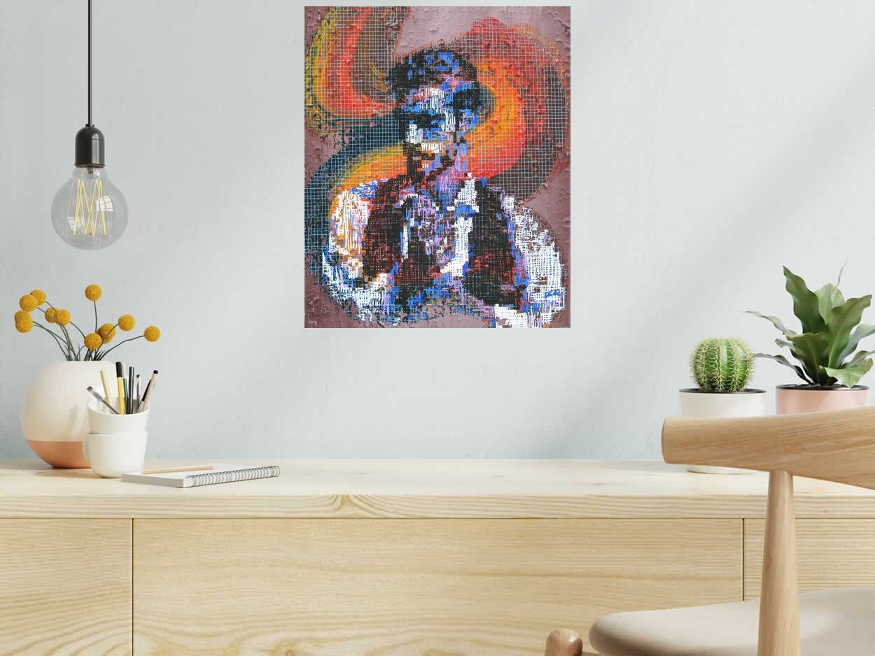 Tableau de NICOLAS JESBAC a pour titre  REAPPROPRIATION HUMAINE TANGO 2 style figuratif, graphique dim : NICOLAS JESBACprix:380