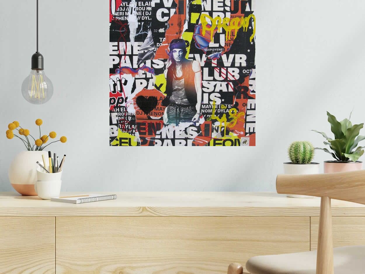 Tableau de PODKOL a pour titre  Hippie style street art dim : PODKOLprix:200