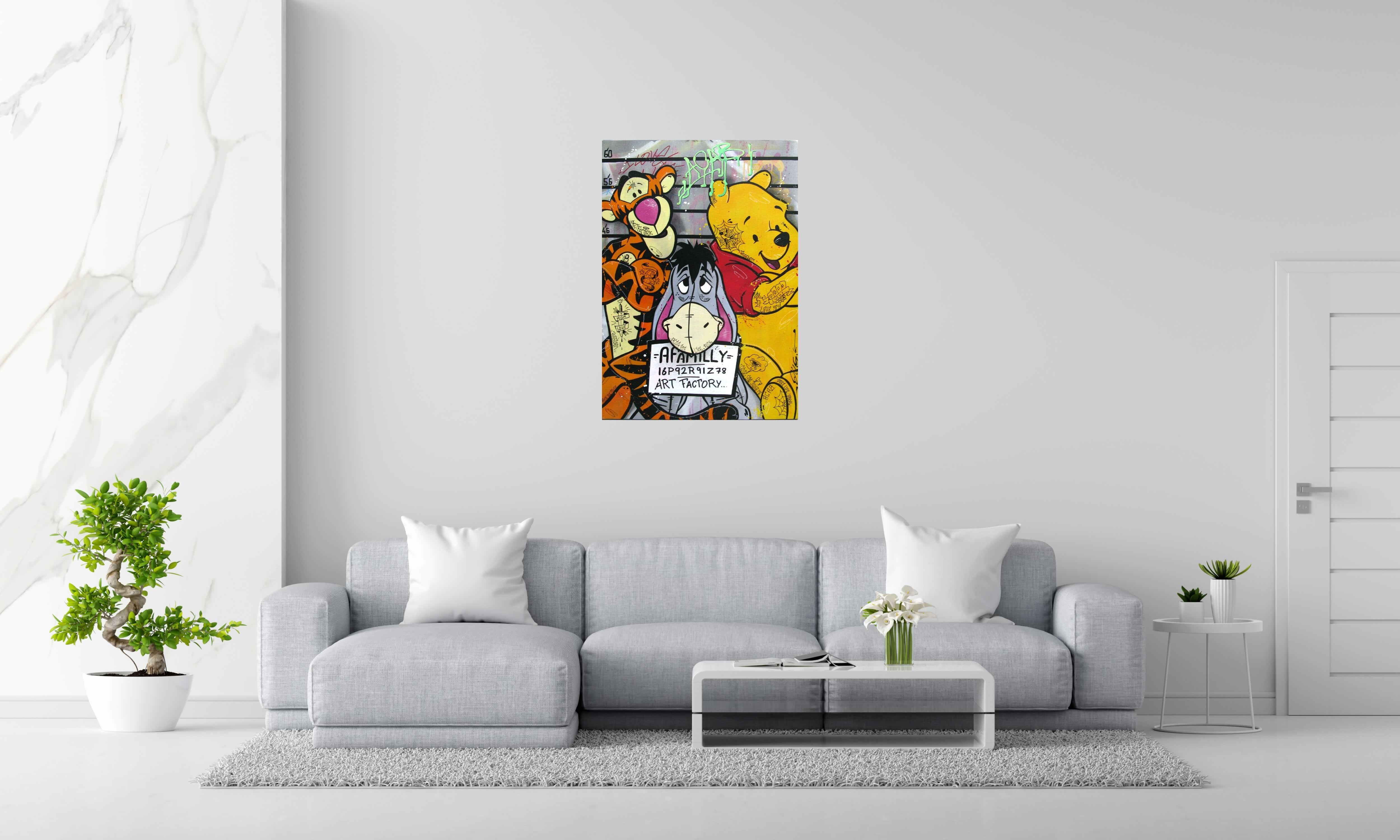 Tableau de JUG a pour titre  FAMILY JAIL style street pop art dim : JUGprix:700