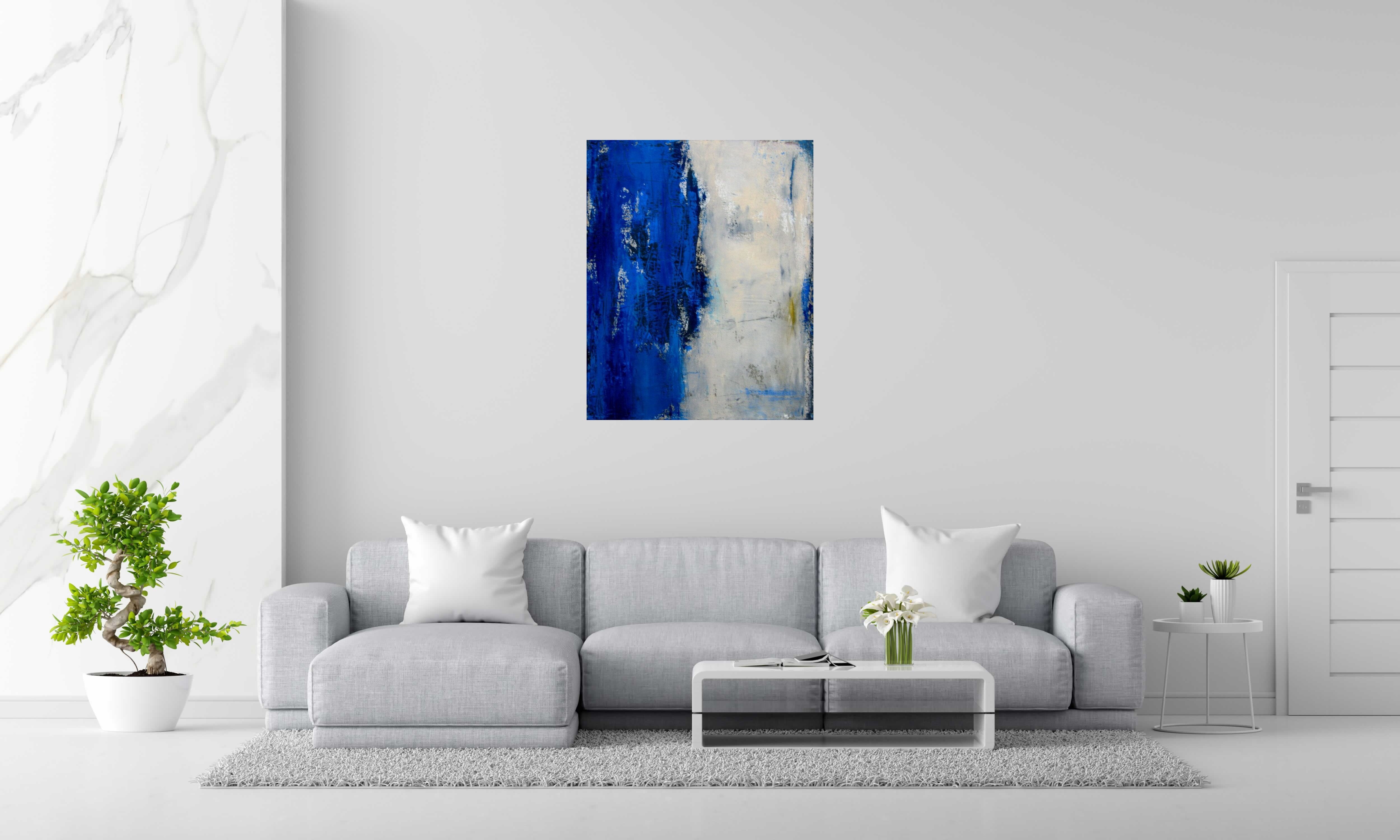 Tableau de TANIA CARRARA a pour titre  Nuances Bleu-gris style abstrait dim : TANIA CARRARAprix:950
