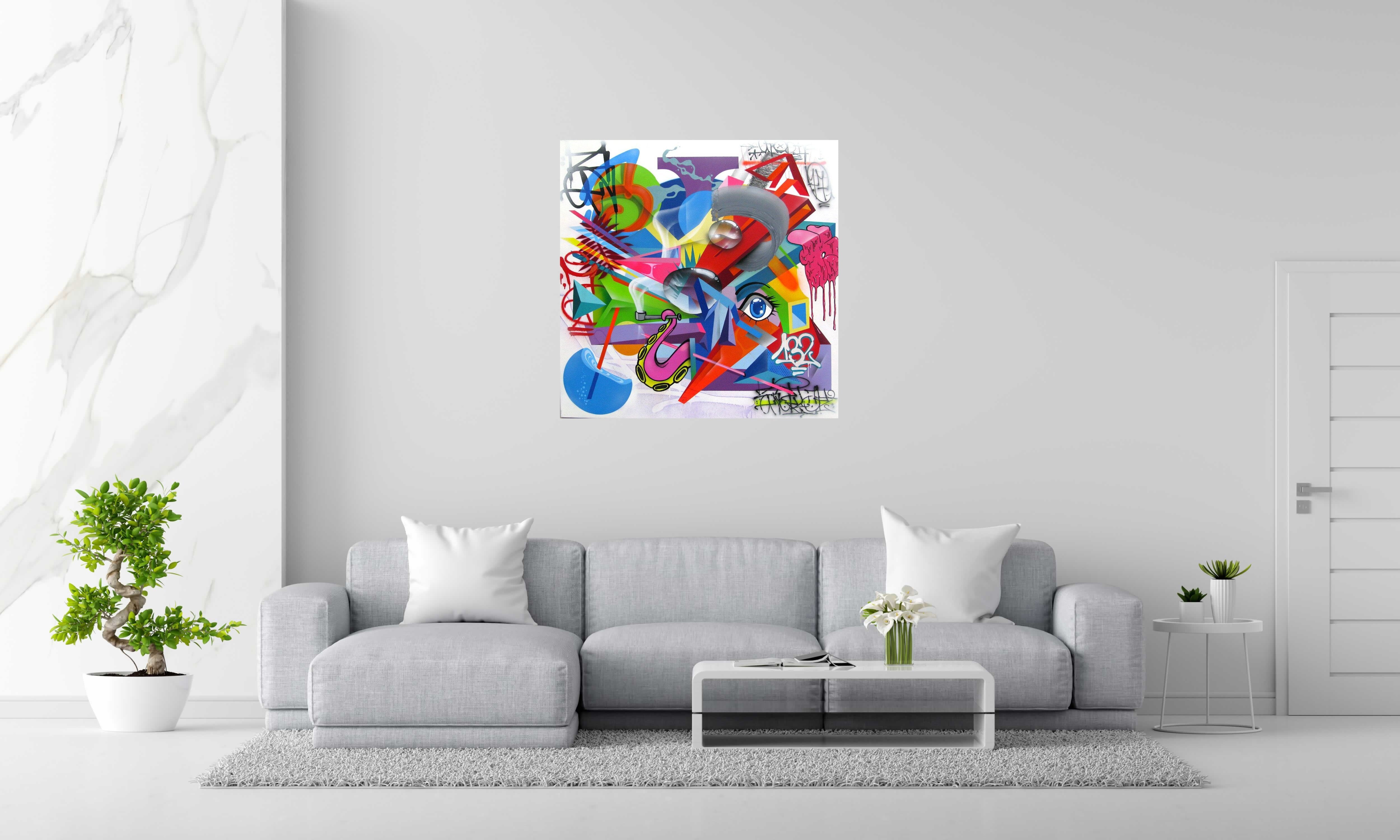Tableau de EL GATO S. a pour titre  Utopia 77 style graffiti, street art dim : EL GATO S.prix:1100