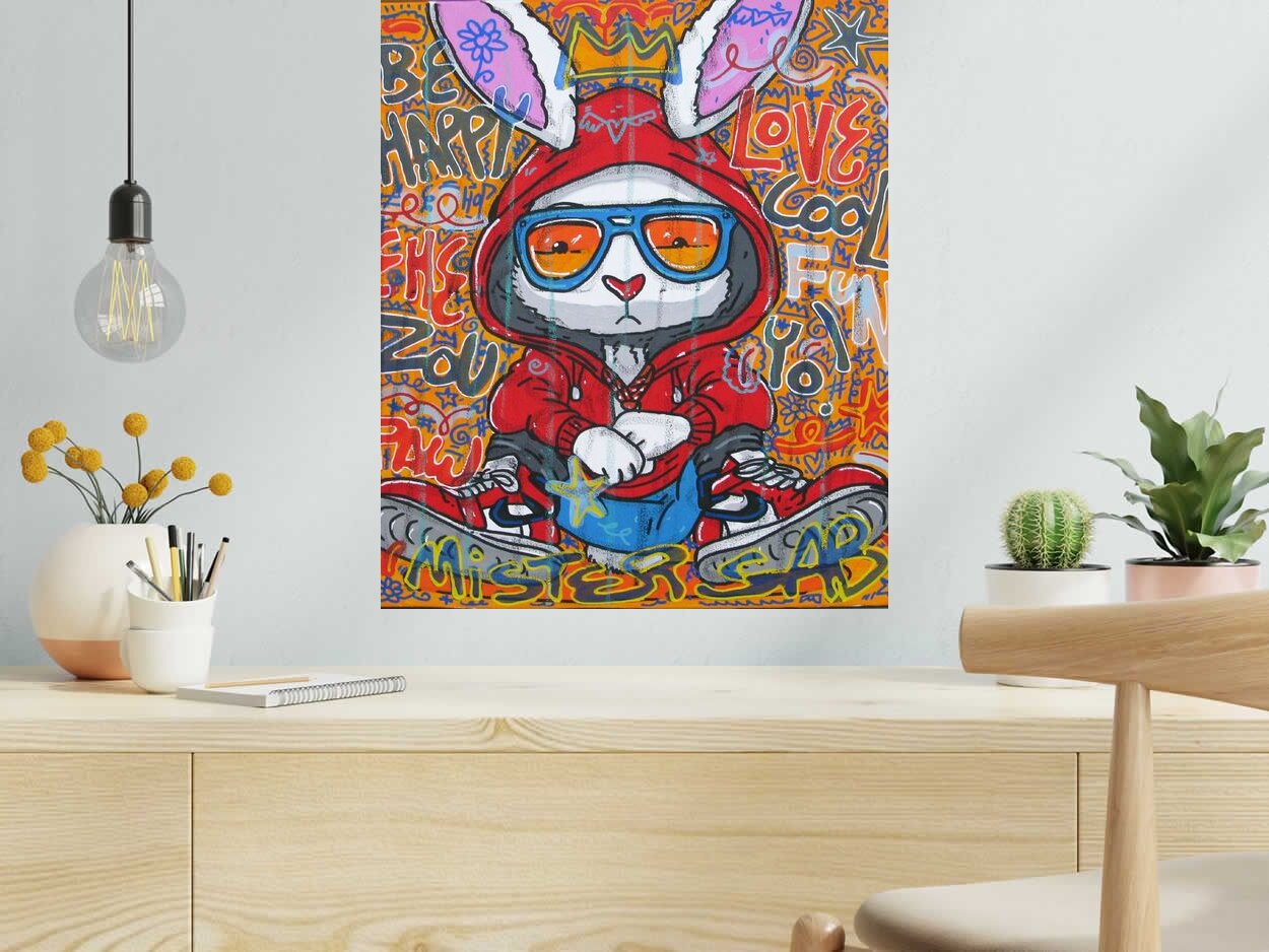 Tableau de RICO SAB a pour titre  Yeah...Be happy style street pop art, street art dim : RICO SABprix:290