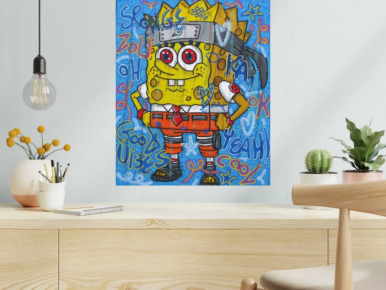 Tableau de RICO SAB a pour titre  Spongesaï style street pop art, street art dim : RICO SABprix:290