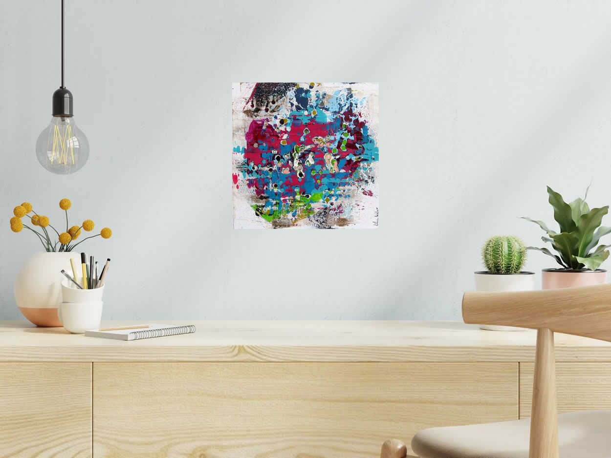 Tableau de CELINE WEBER a pour titre  Stone Aigue-Marine 2 style abstrait dim : CELINE WEBERprix:200