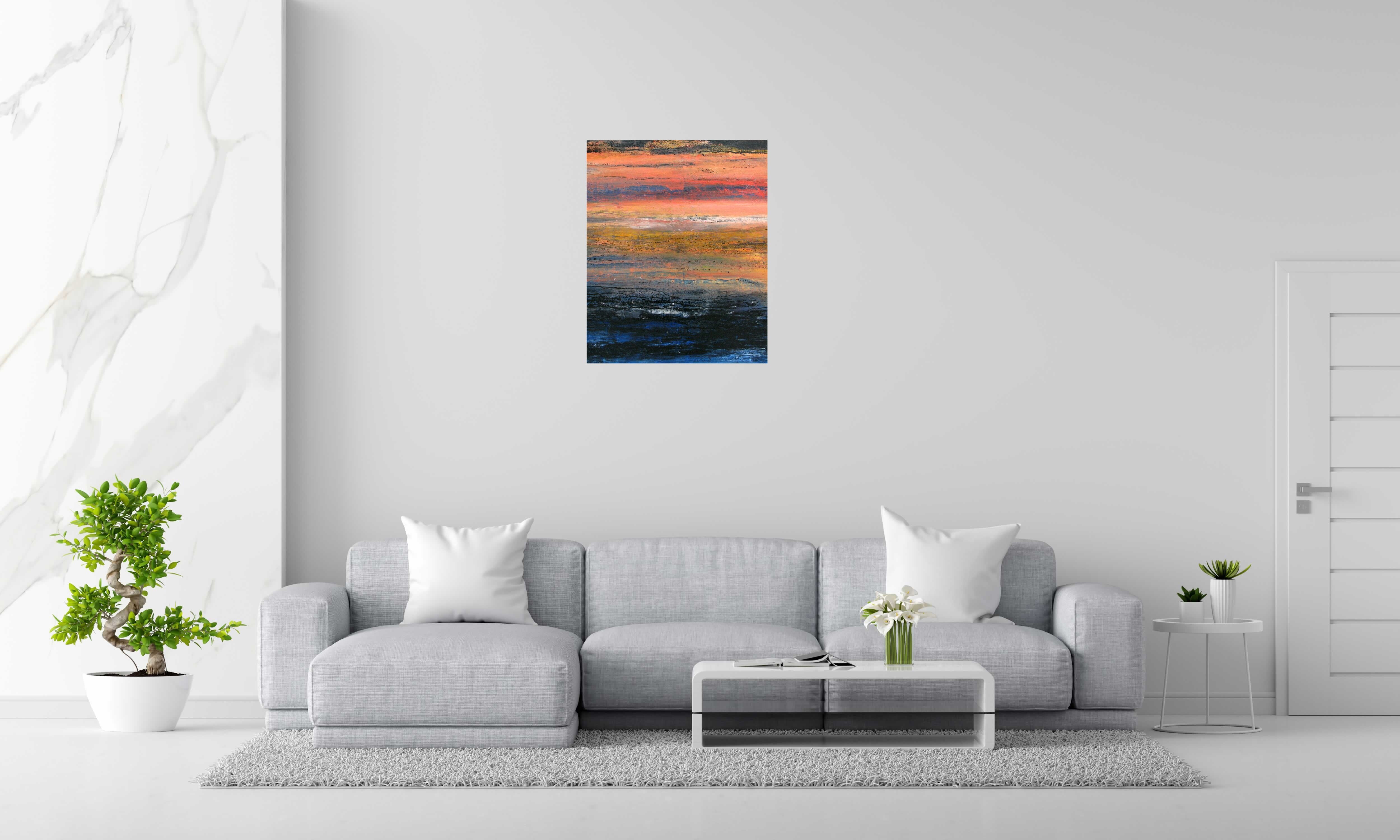 Tableau de PASCALE JACQUEMOND a pour titre  Nuit orange style abstrait dim : PASCALE JACQUEMONDprix:750