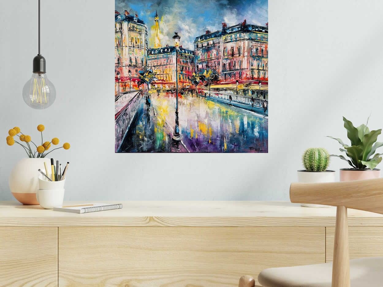 Tableau de PHIL a pour titre  Soirée à Paris style figuratif dim : PHILprix:300
