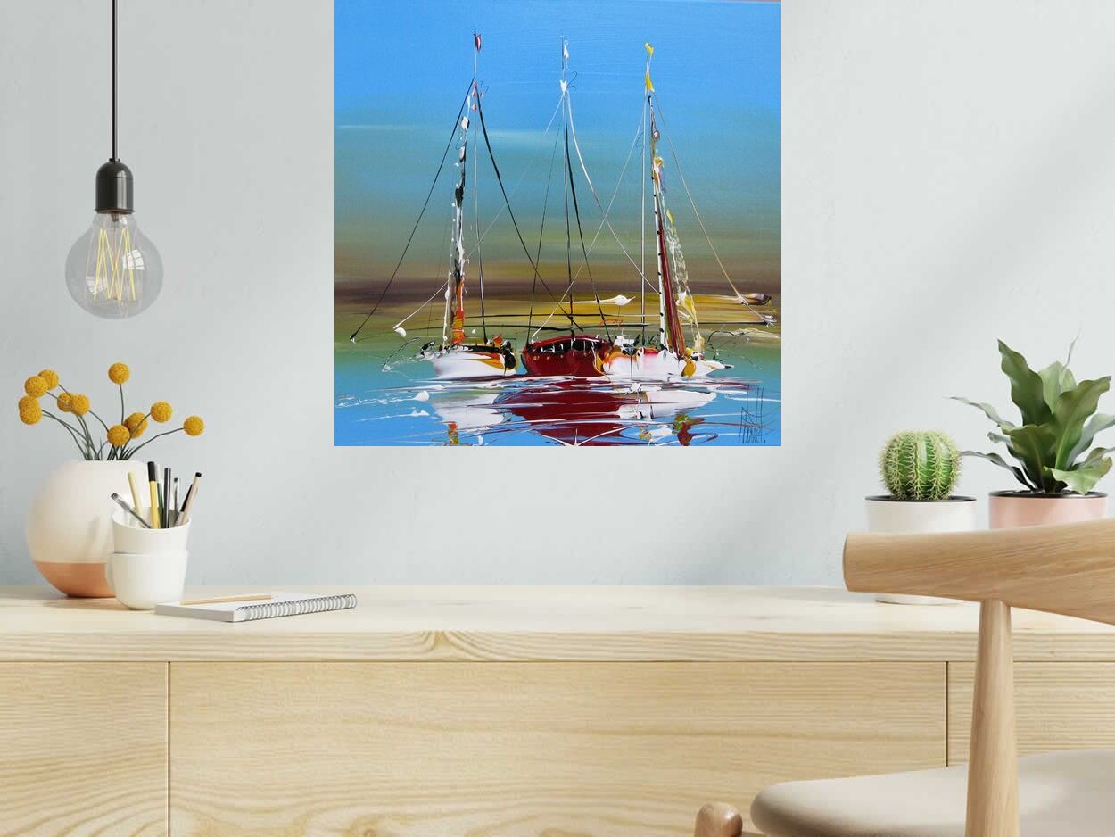 Tableau de F. BOUTET a pour titre  MARINE ABSTRAITE 2025 style abstrait dim : F. BOUTETprix:300