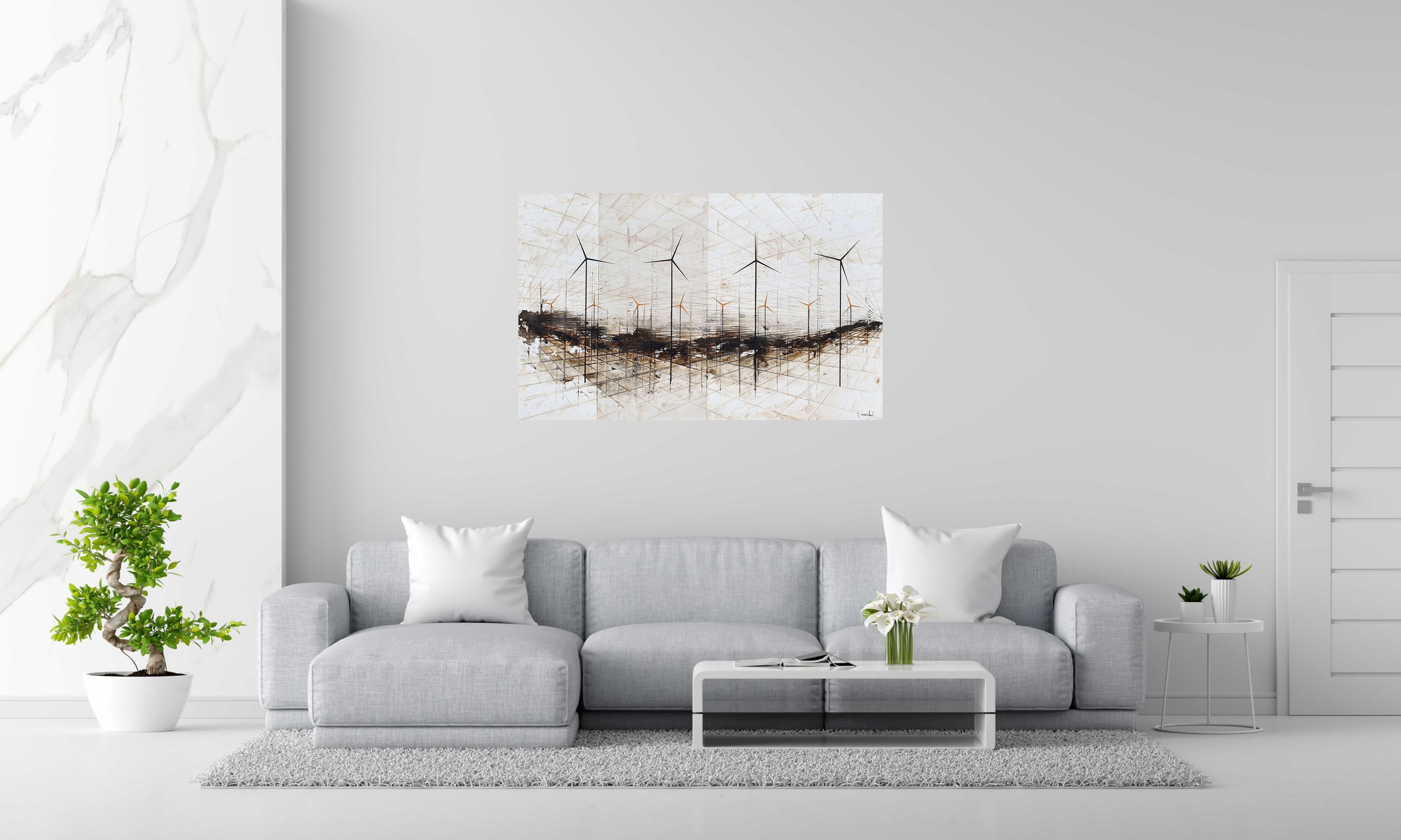 Tableau de LUDOVIC MERCHER a pour titre  GOLDEN WIND style abstrait dim : LUDOVIC MERCHERprix:1200