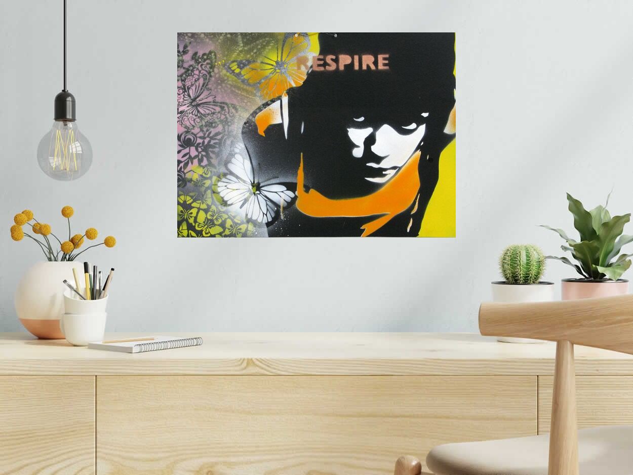 Tableau de KARO TRASS a pour titre  Une bouffée d'air style street pop art, street art dim : KARO TRASSprix:170