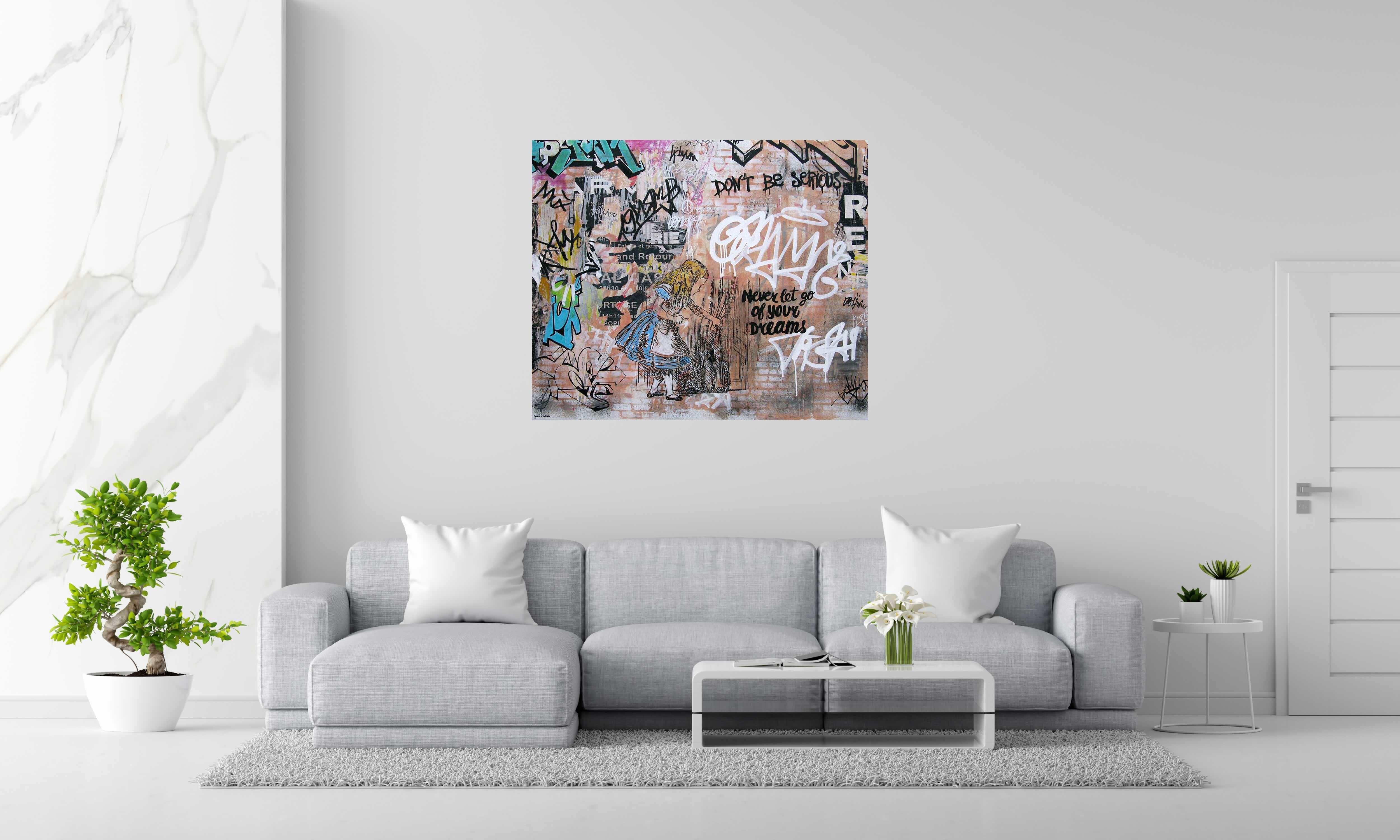 Tableau de PATRICIA GADISSEUR a pour titre  Never let go of your dreams style graffiti, street pop art dim : PATRICIA GADISSEURprix:1300