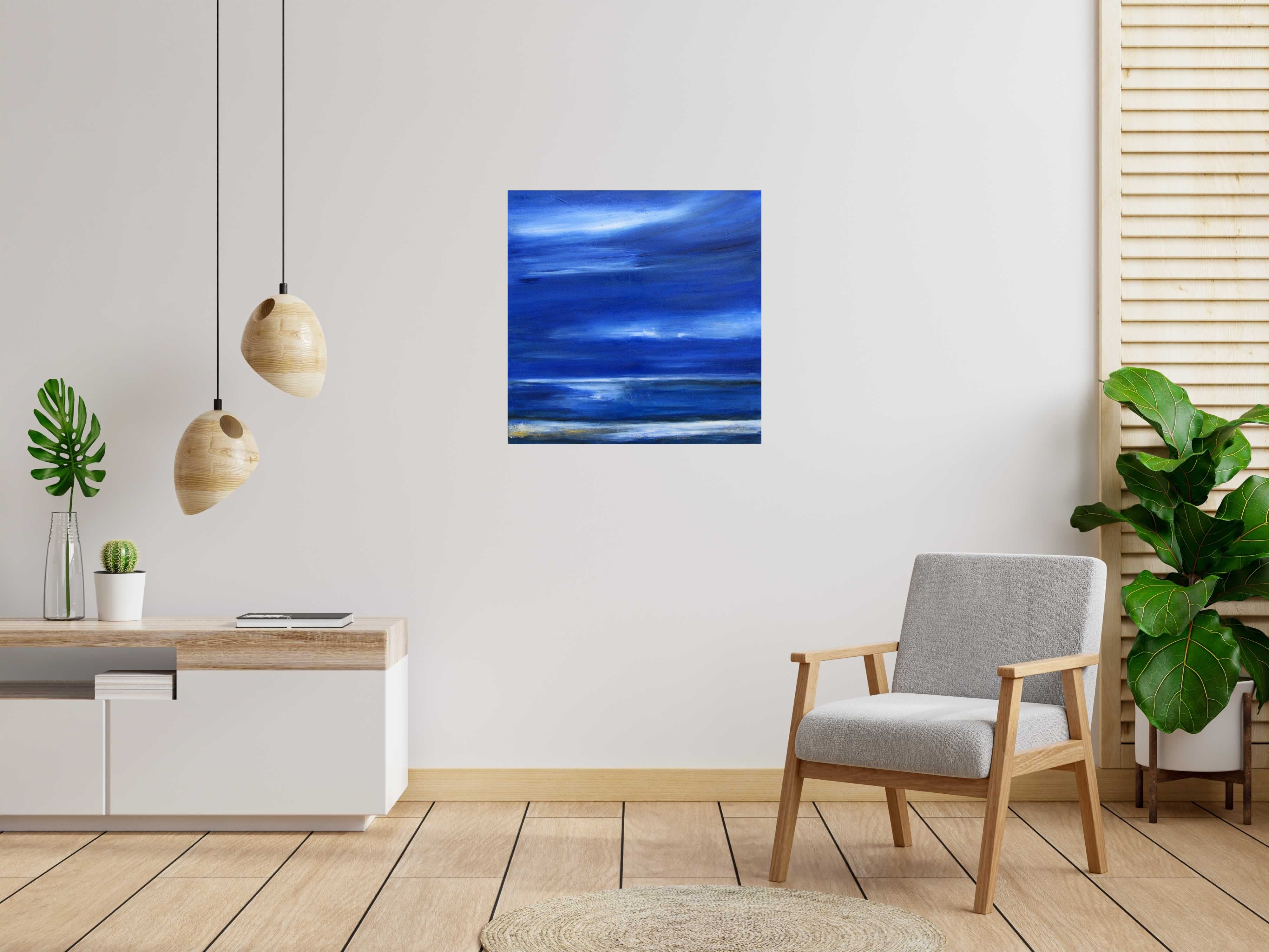 Tableau de PASCALE JACQUEMOND a pour titre  La mer la nuit style abstrait dim : PASCALE JACQUEMONDprix:700