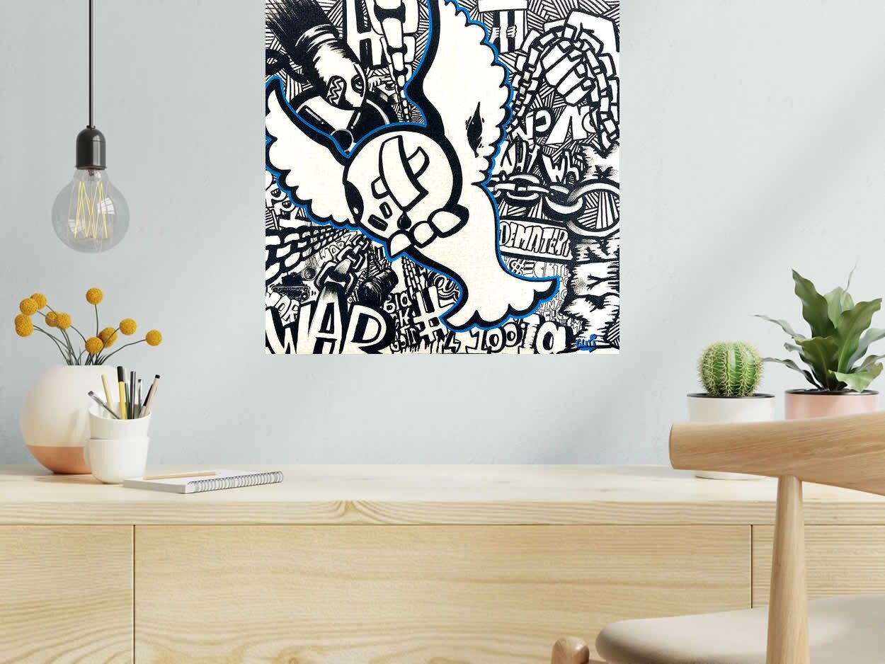 Tableau de GUTI a pour titre  Don't worry run style street art dim : GUTIprix:250