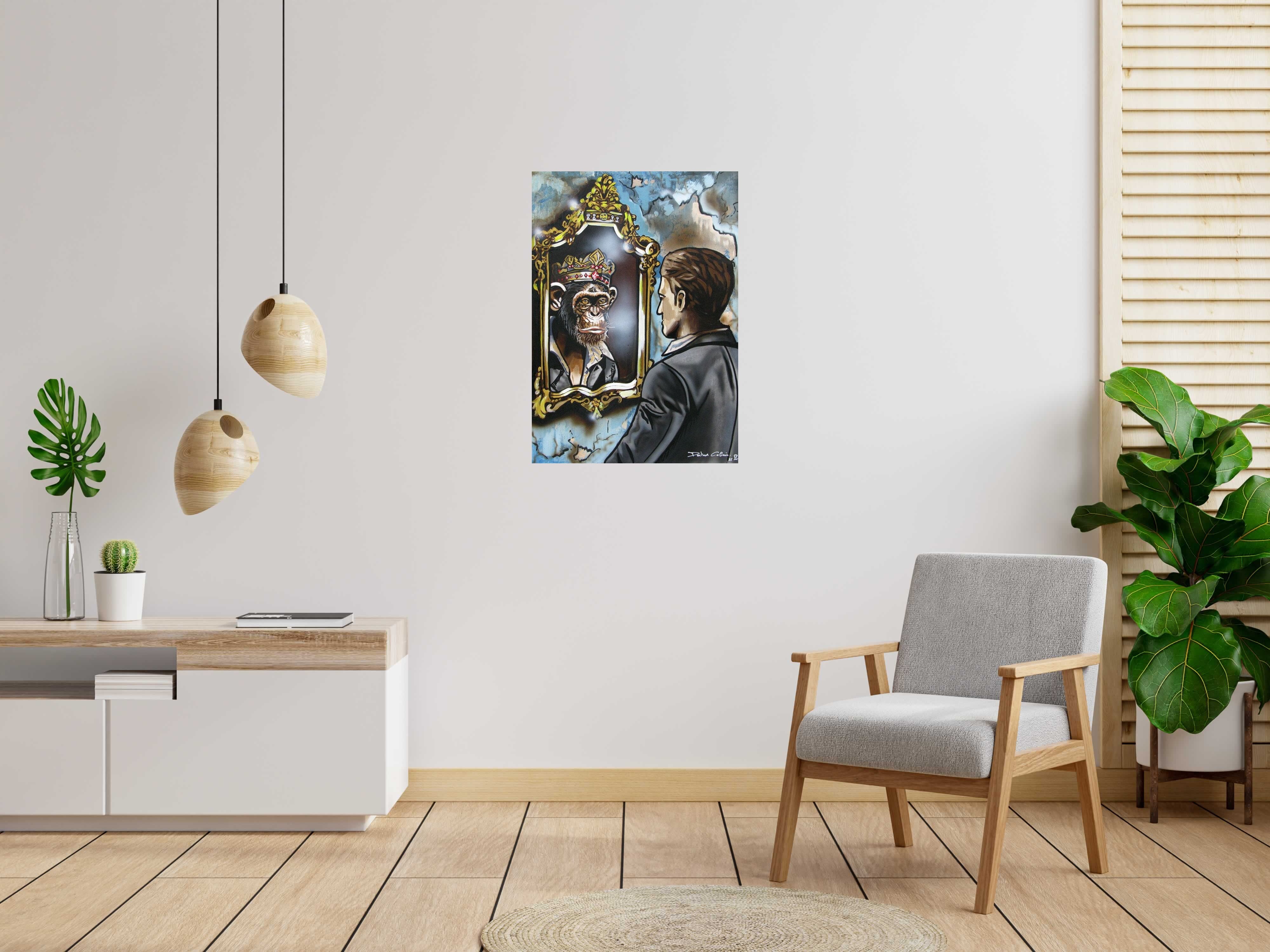 Tableau de Docteur Cobain a pour titre  Le roi des primates style figuratif dim : Docteur Cobainprix:600