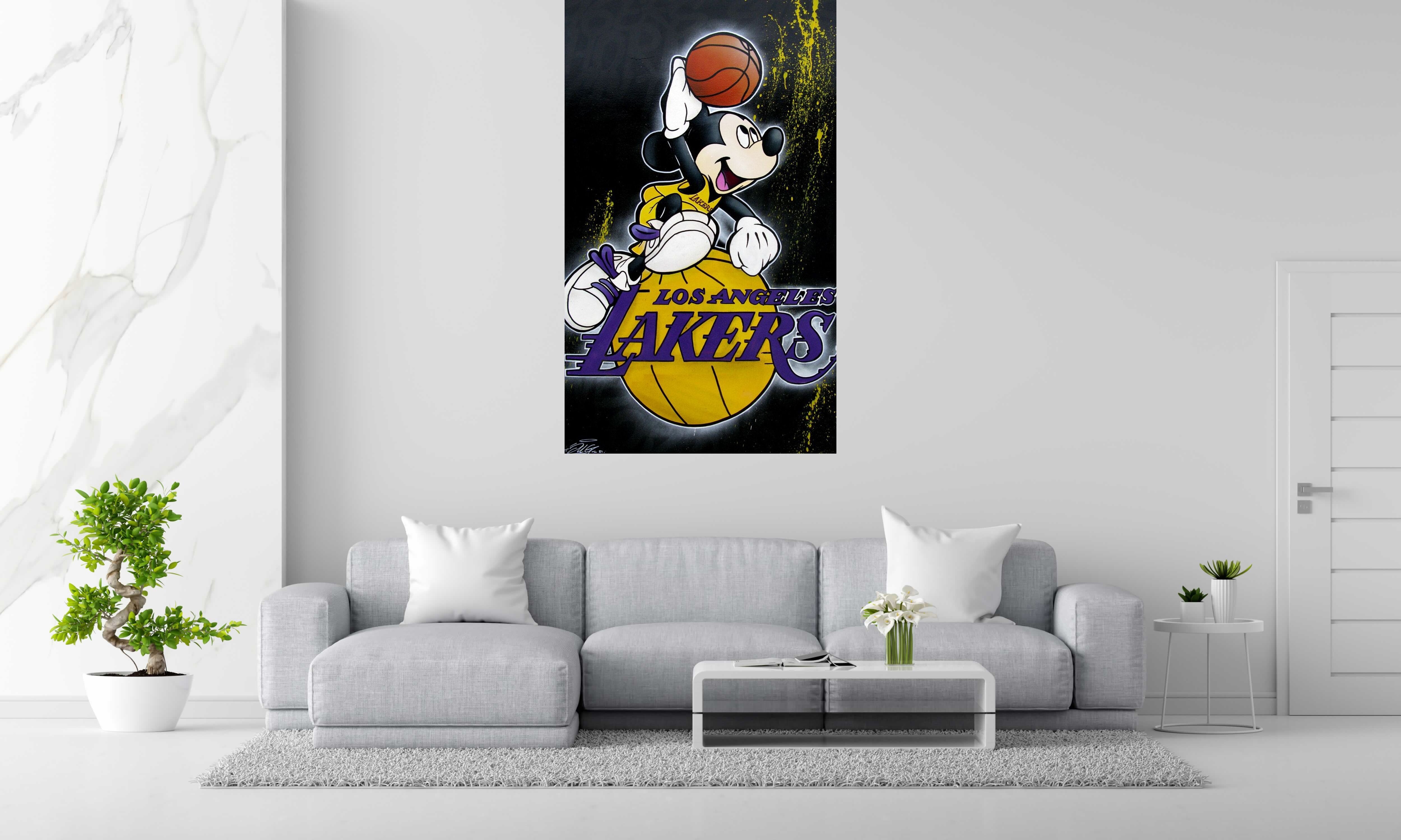 Tableau de JUG a pour titre  Mickey Lakers style street pop art dim : JUGprix:1500