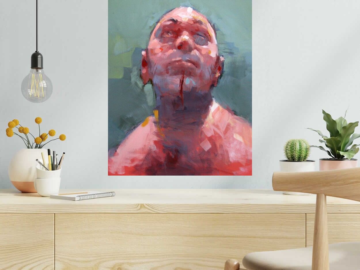 Tableau de MASSEBEUF Olivier a pour titre  Repentant Hooligan style figuratif dim : MASSEBEUF Olivierprix:450