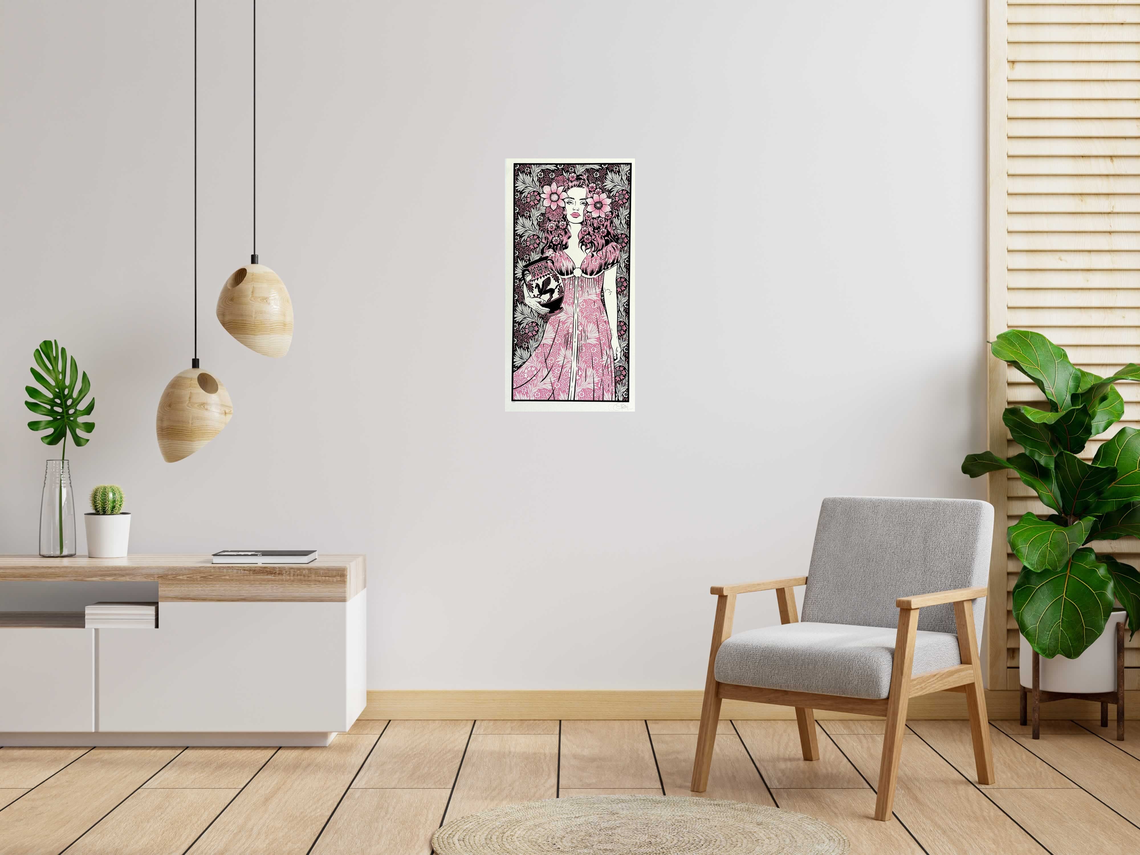 Editions d'art de CHUCK SPERRY a pour titre  Danaïde TEST rose style figuratif dim : CHUCK SPERRYprix:600